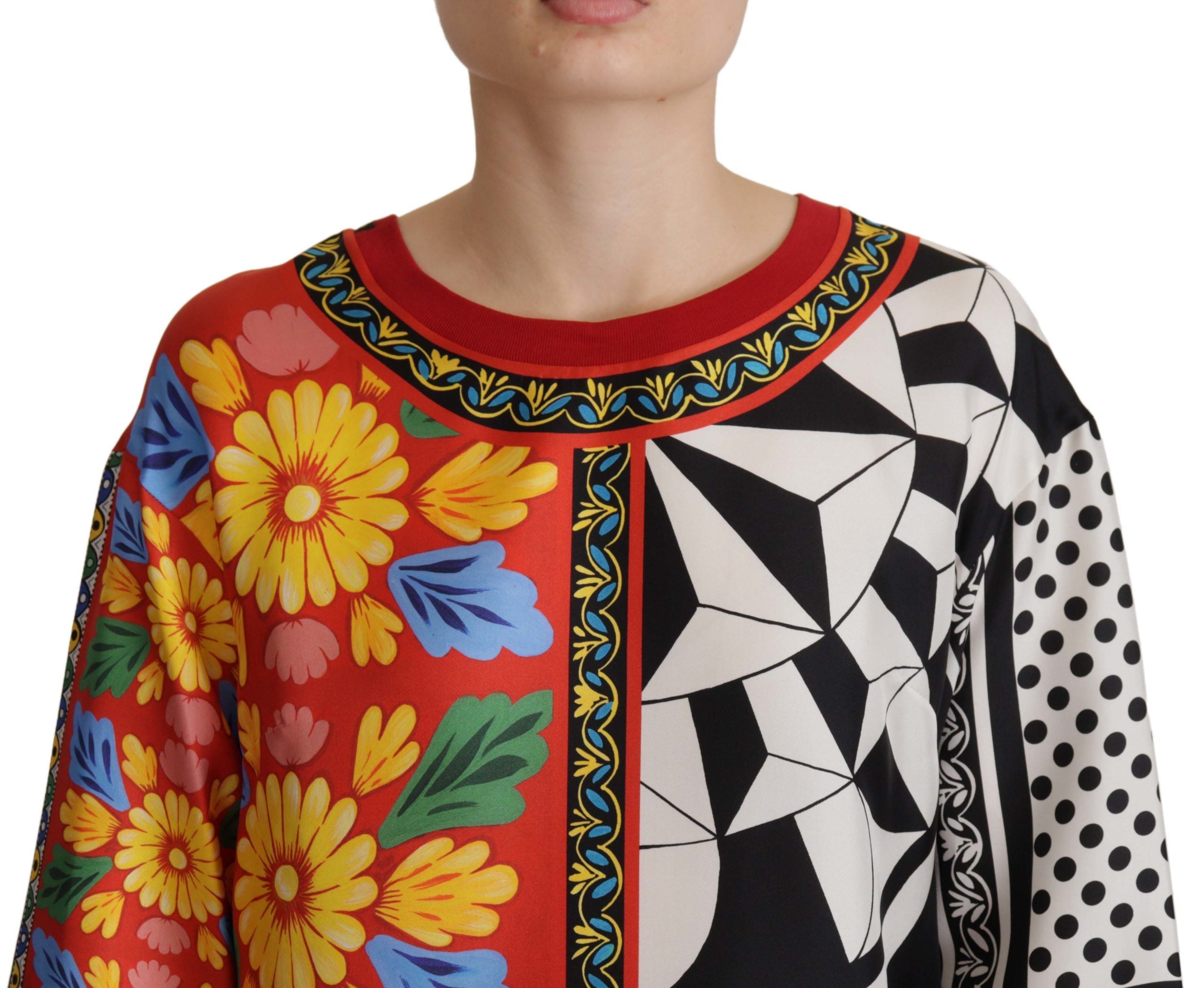 Dolce & Gabbana Multicolor Printed Baroque Loose Long Sleeve