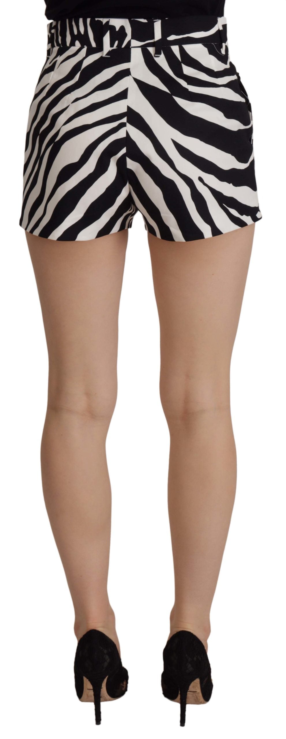 Dolce & Gabbana Black White Cotton Stretch Hot Pants Shorts