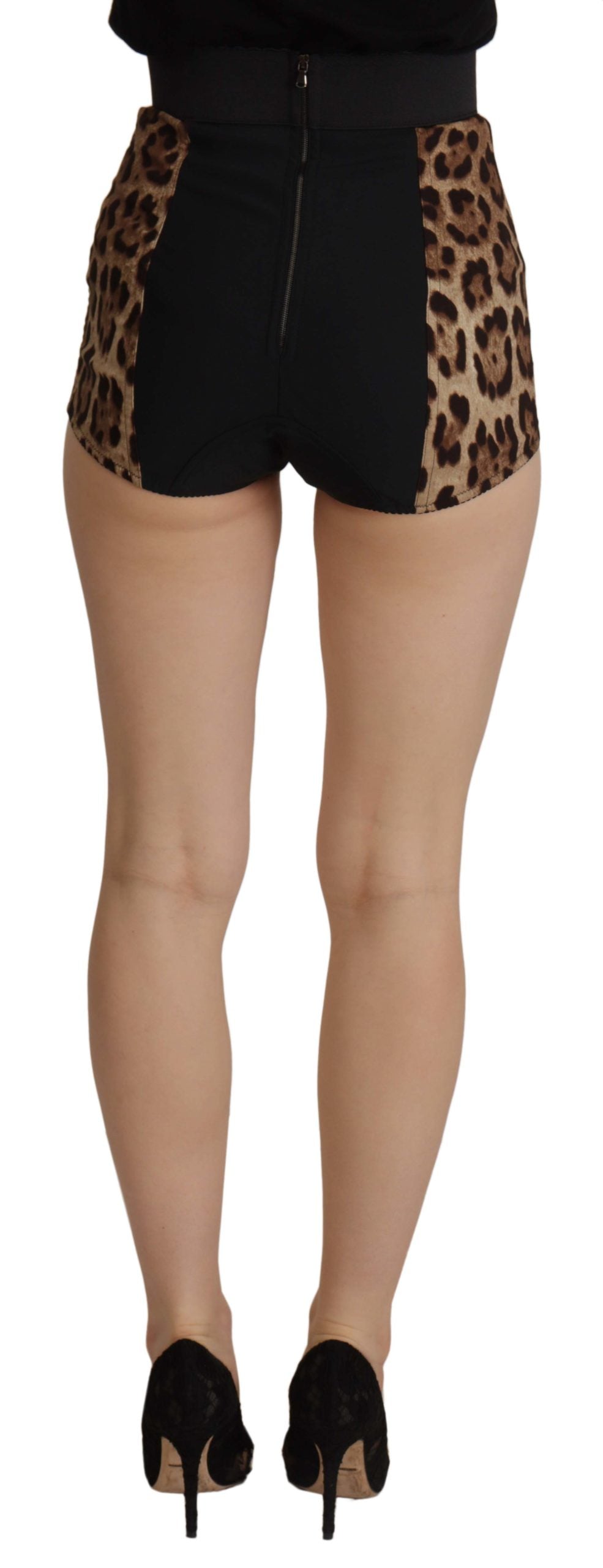 Dolce & Gabbana Brown Leopard Silk Stretch Hot Pants Shorts