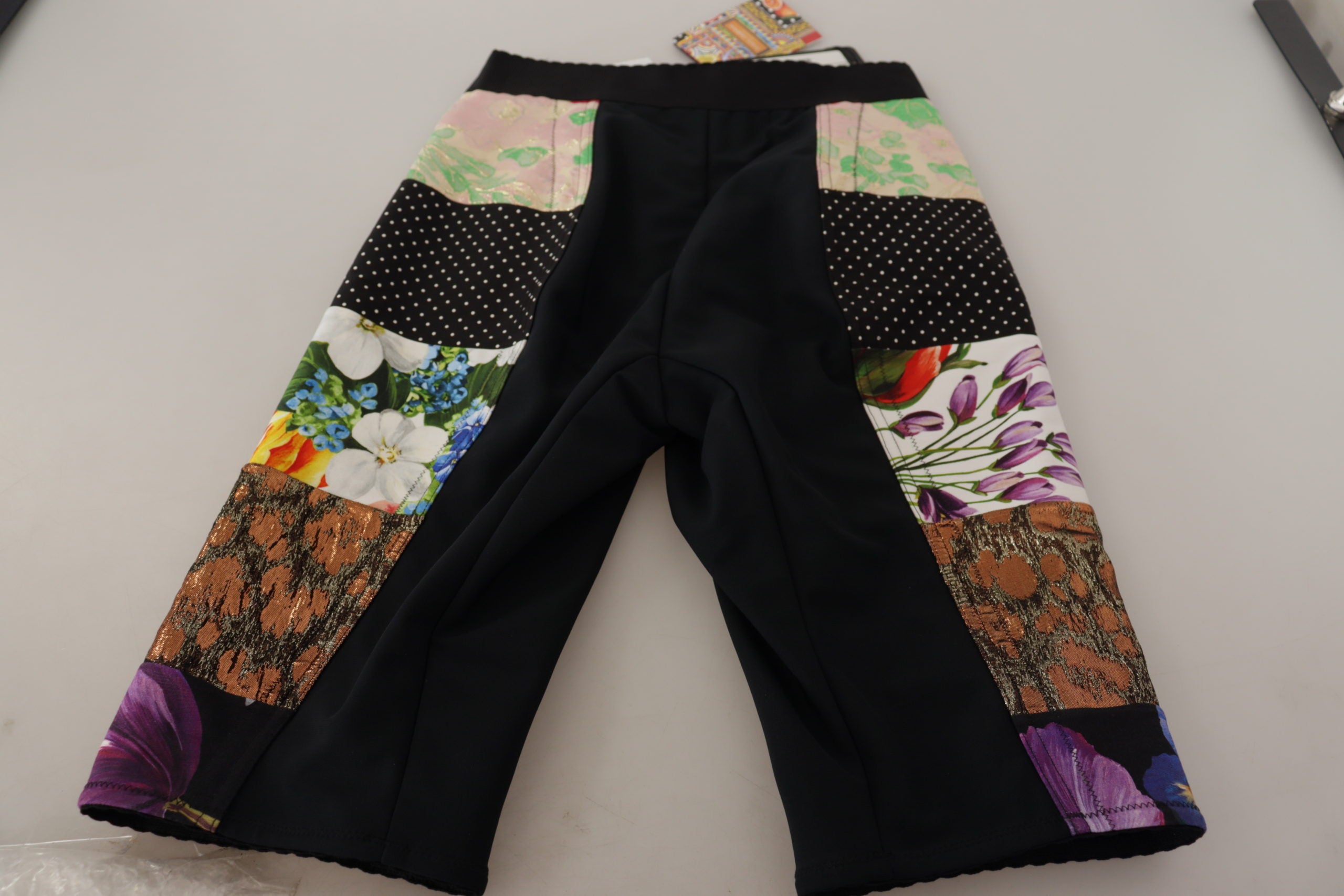 Dolce & Gabbana Multicolor Patchwork High Waist Cropped Pants