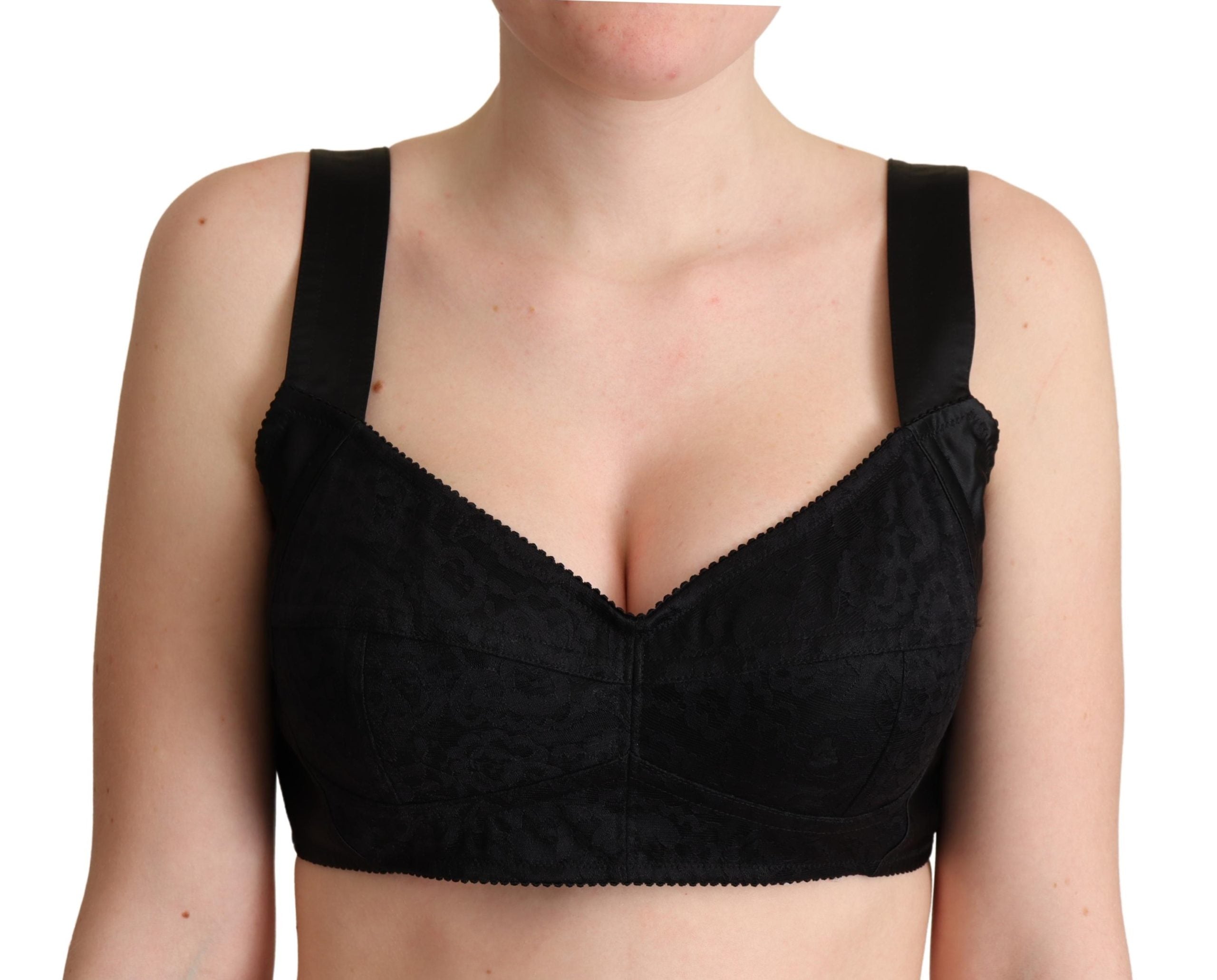 Dolce & Gabbana Black Cropped Silk Stretch Bustier Top