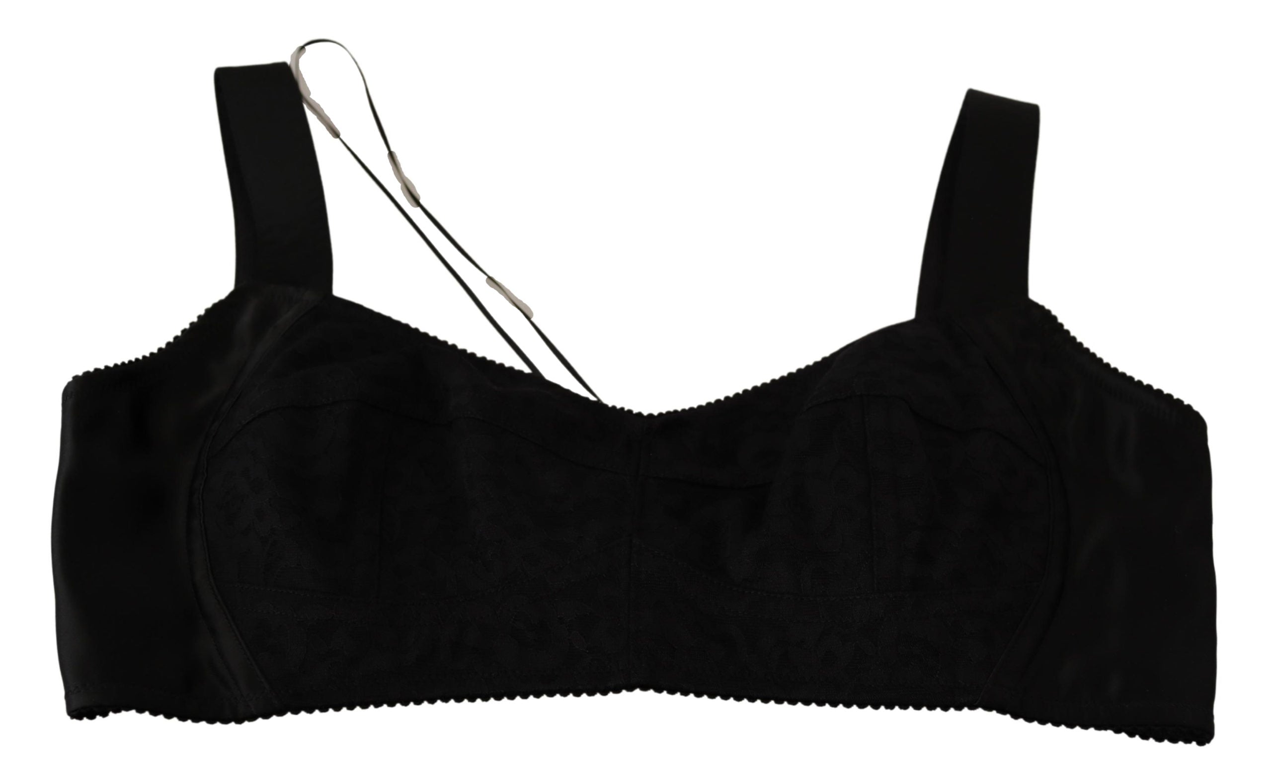 Dolce & Gabbana Black Cropped Silk Stretch Bustier Top