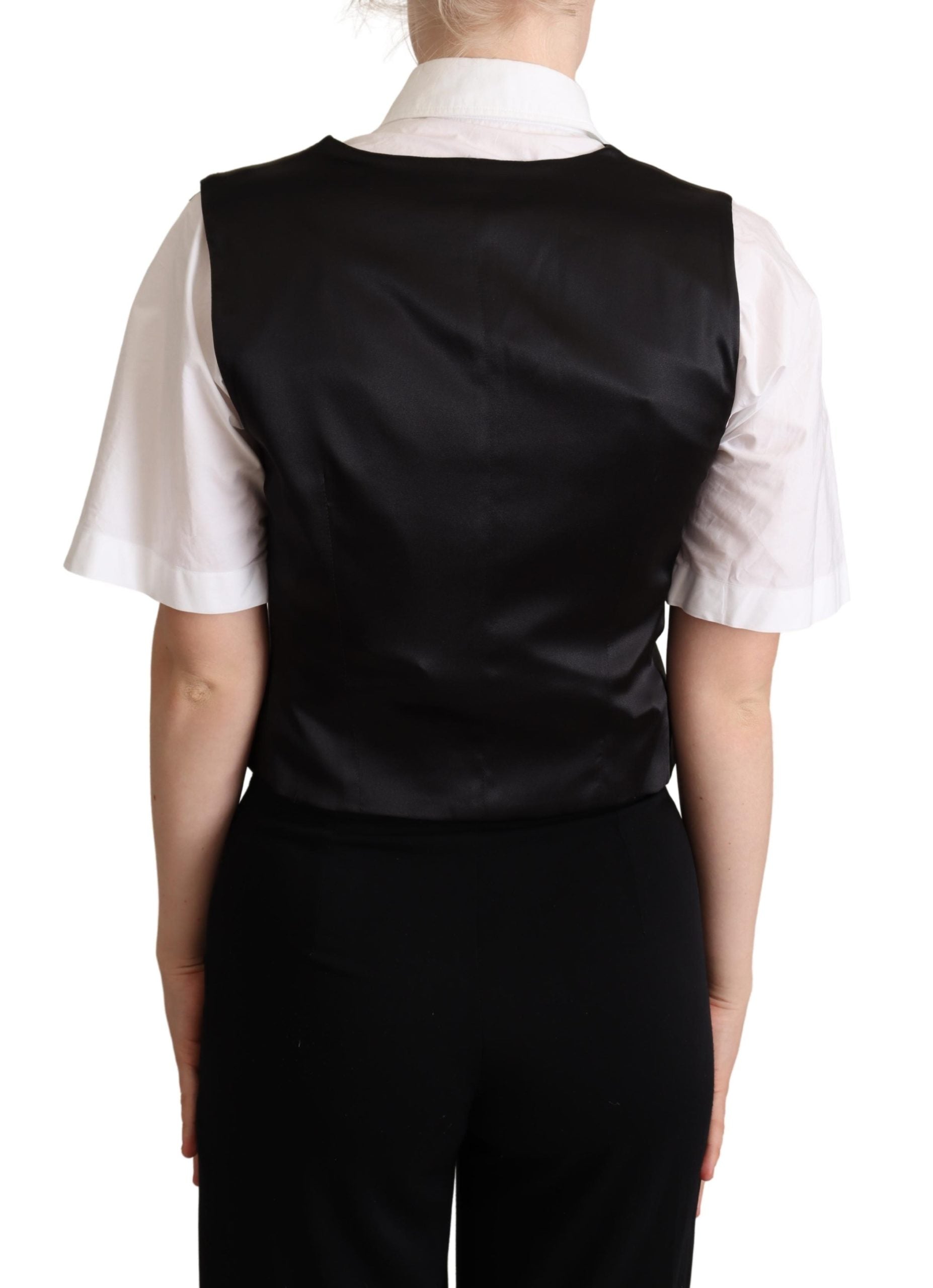 Dolce & Gabbana Black Silk Sleeveless Waistcoat Vest