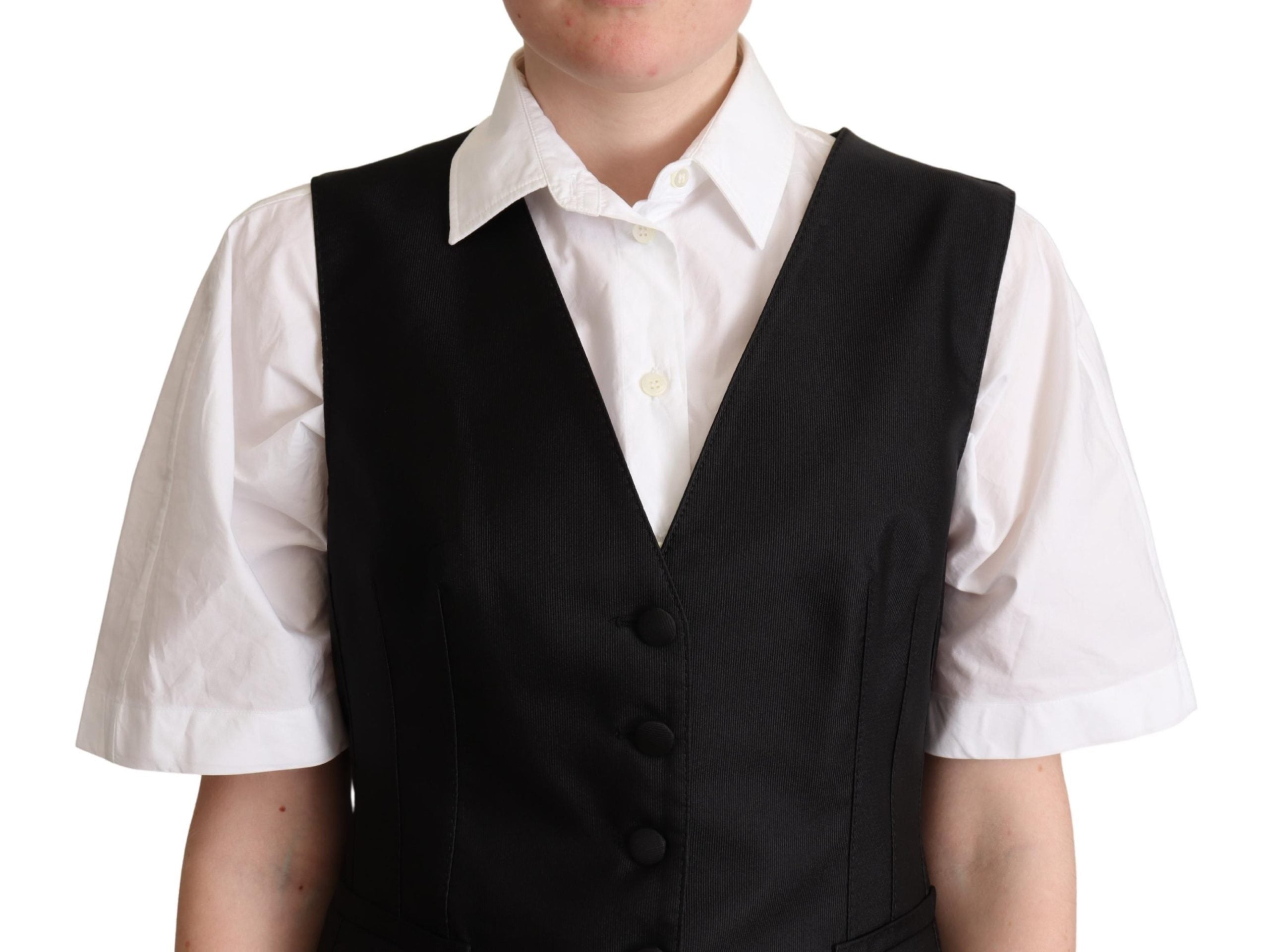 Dolce & Gabbana Black Silk Sleeveless Waistcoat Vest