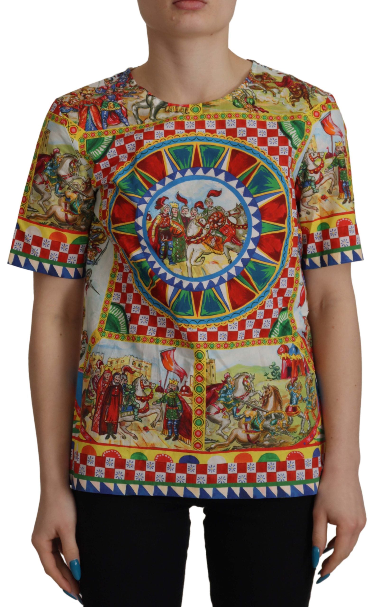 Dolce & Gabbana Multicolor Sicily Carretto Printed Blouse Sartoria Top