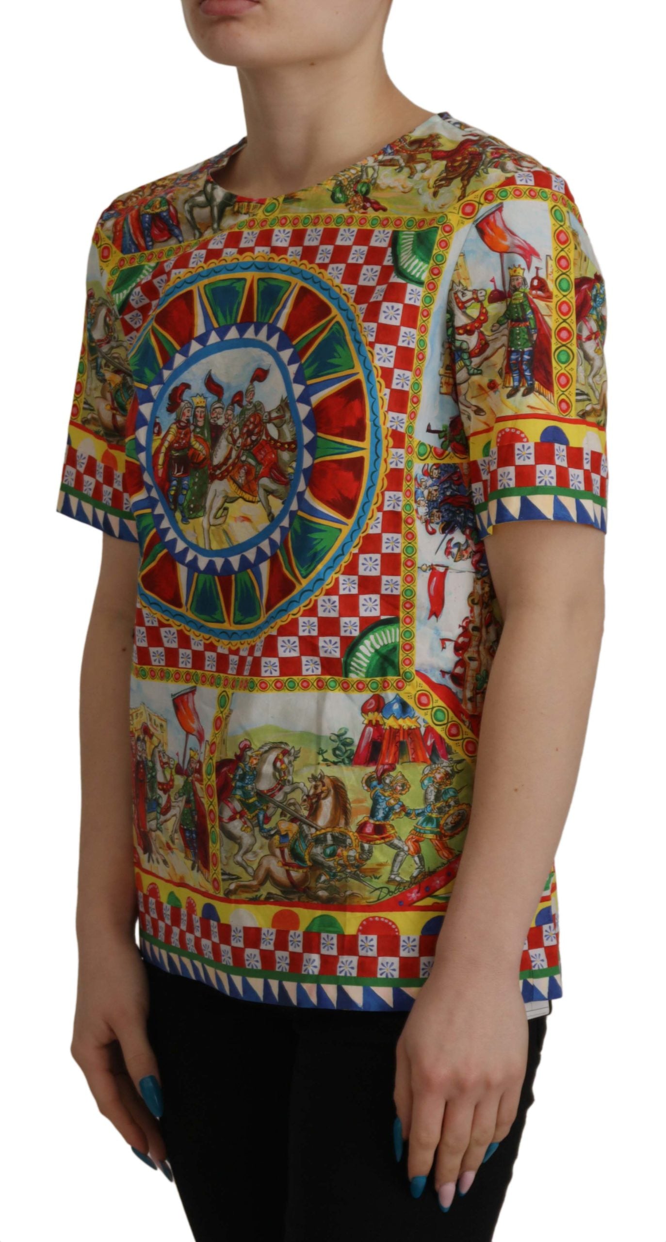 Dolce & Gabbana Multicolor Sicily Carretto Printed Blouse Sartoria Top