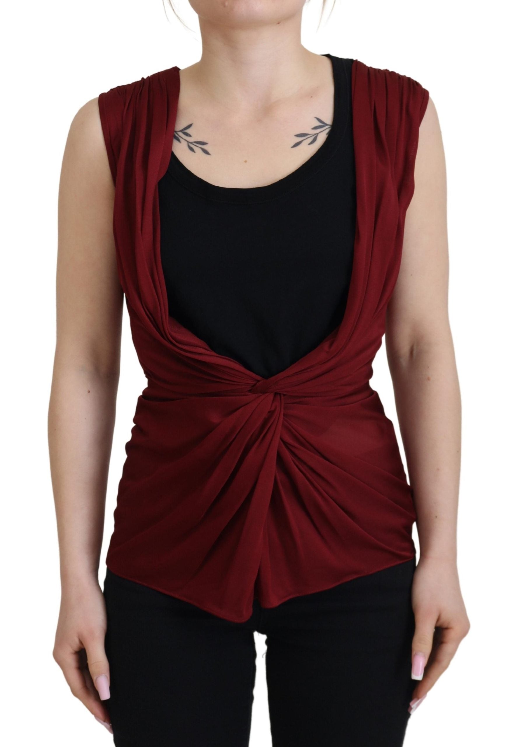 Dolce & Gabbana Bordeaux Silk Stretch Top Vest Blouse