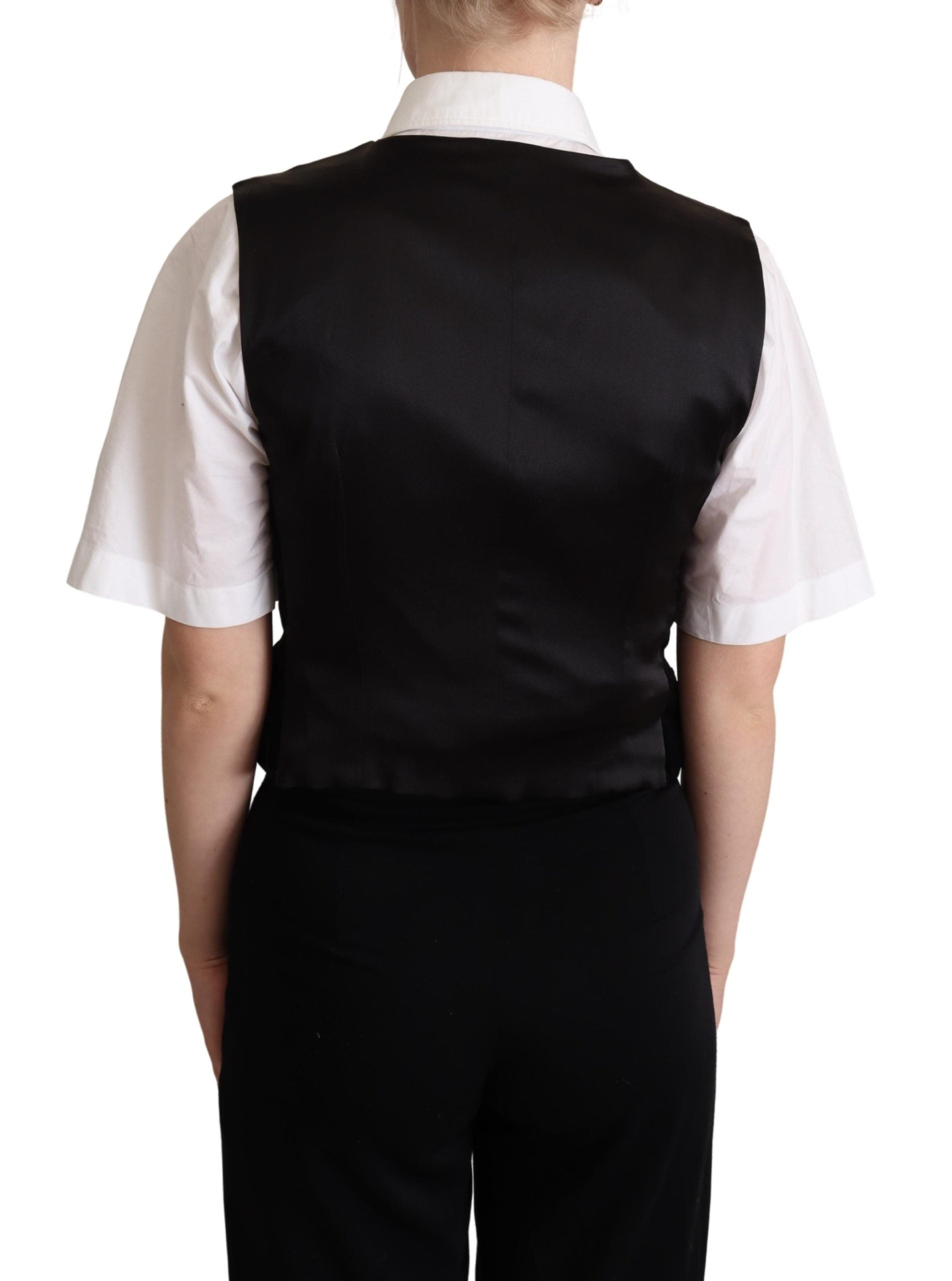 Dolce & Gabbana Black Velvet Sleeveless Waistcoat Vest