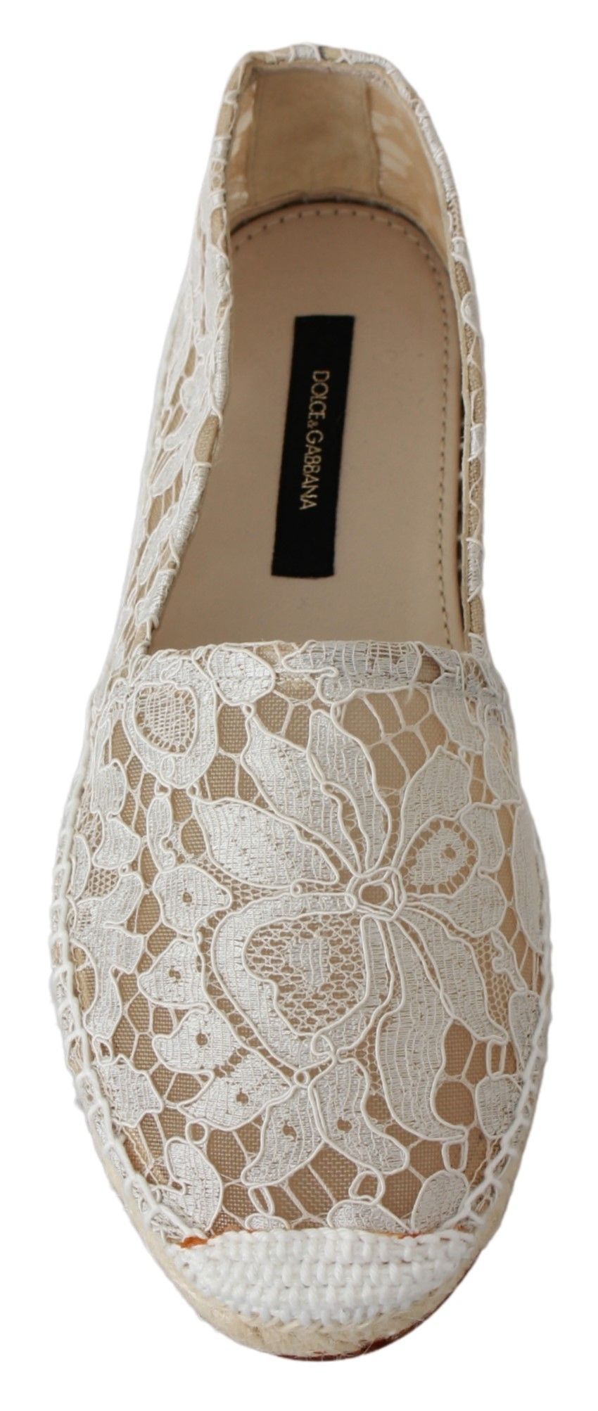 Dolce & Gabbana Beige Lace Cotton Espadrilles Shoes