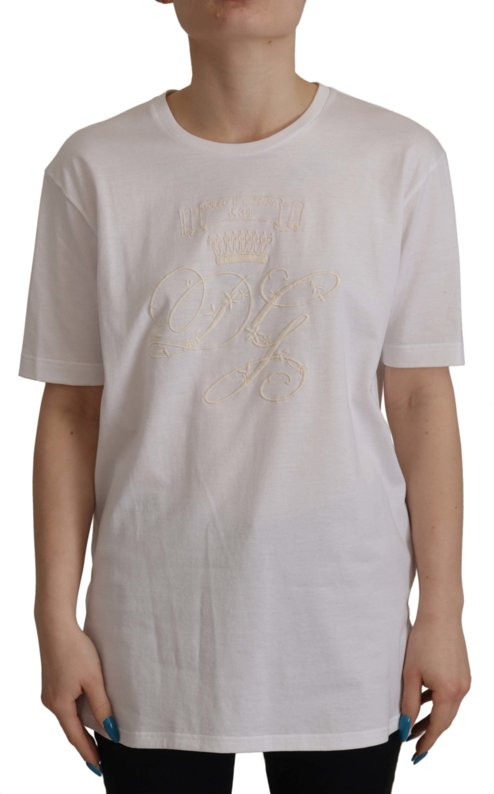 Dolce & Gabbana White Embroidered Pullover T-shirt