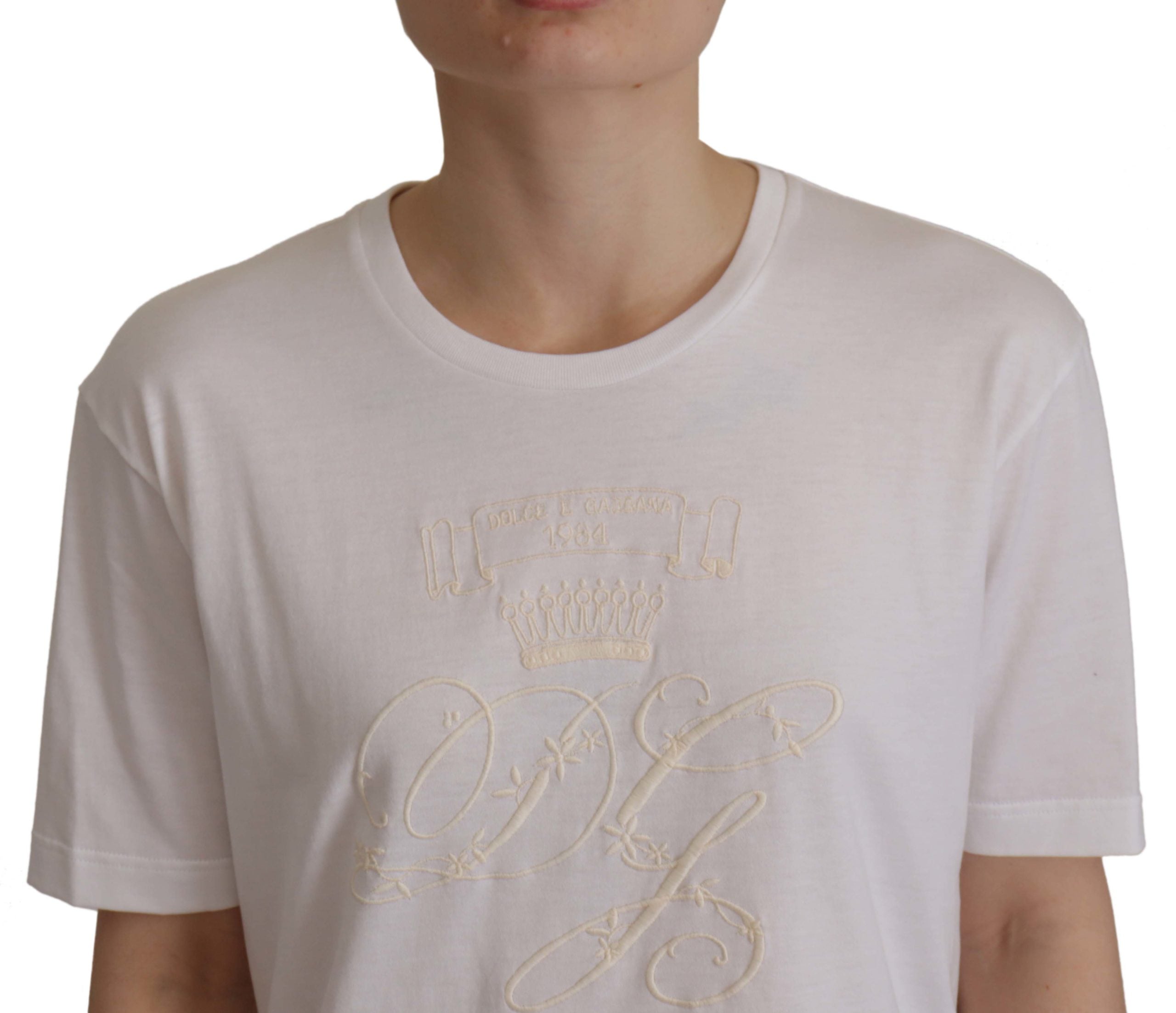 Dolce & Gabbana White Embroidered Pullover T-shirt