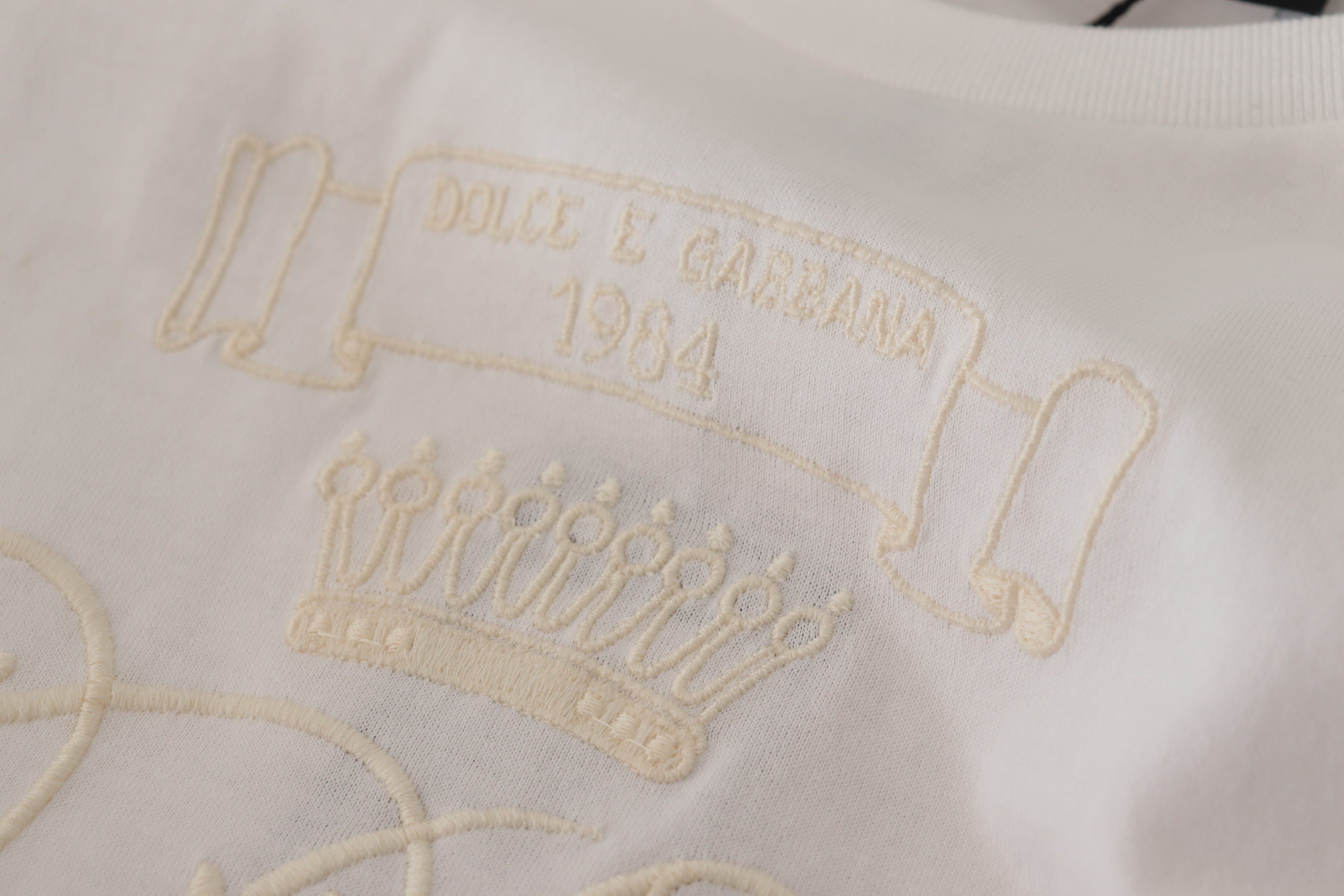 Dolce & Gabbana White Embroidered Pullover T-shirt