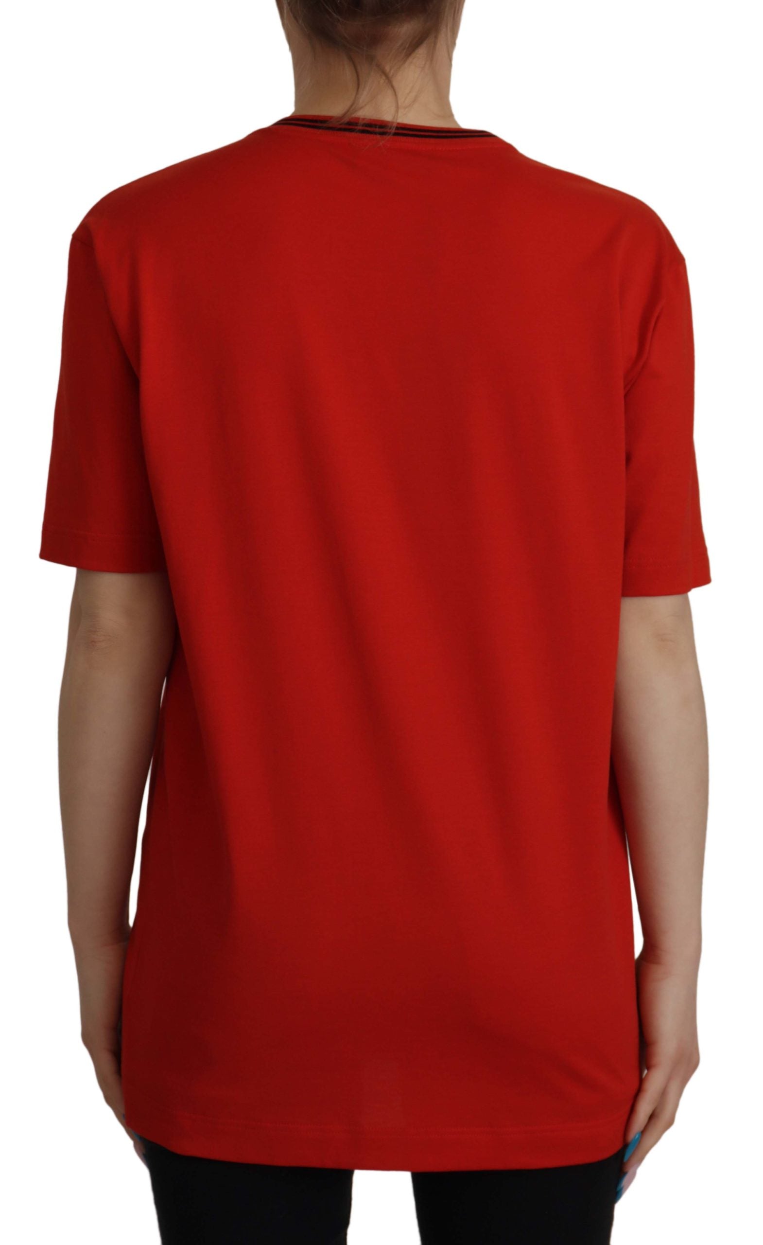 Dolce & Gabbana Red DG Printed Pullover Top Cotton  T-shirt