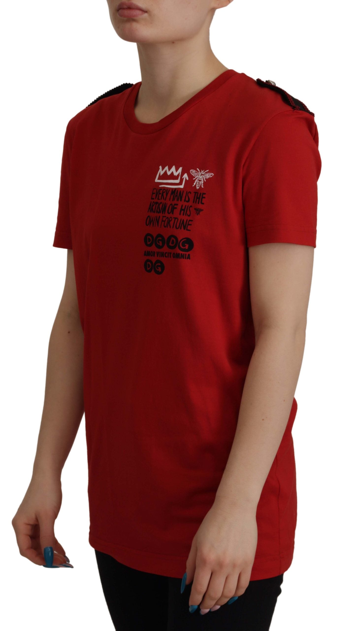 Dolce & Gabbana Red Amor Vincit Omnia Crewneck T-shirt