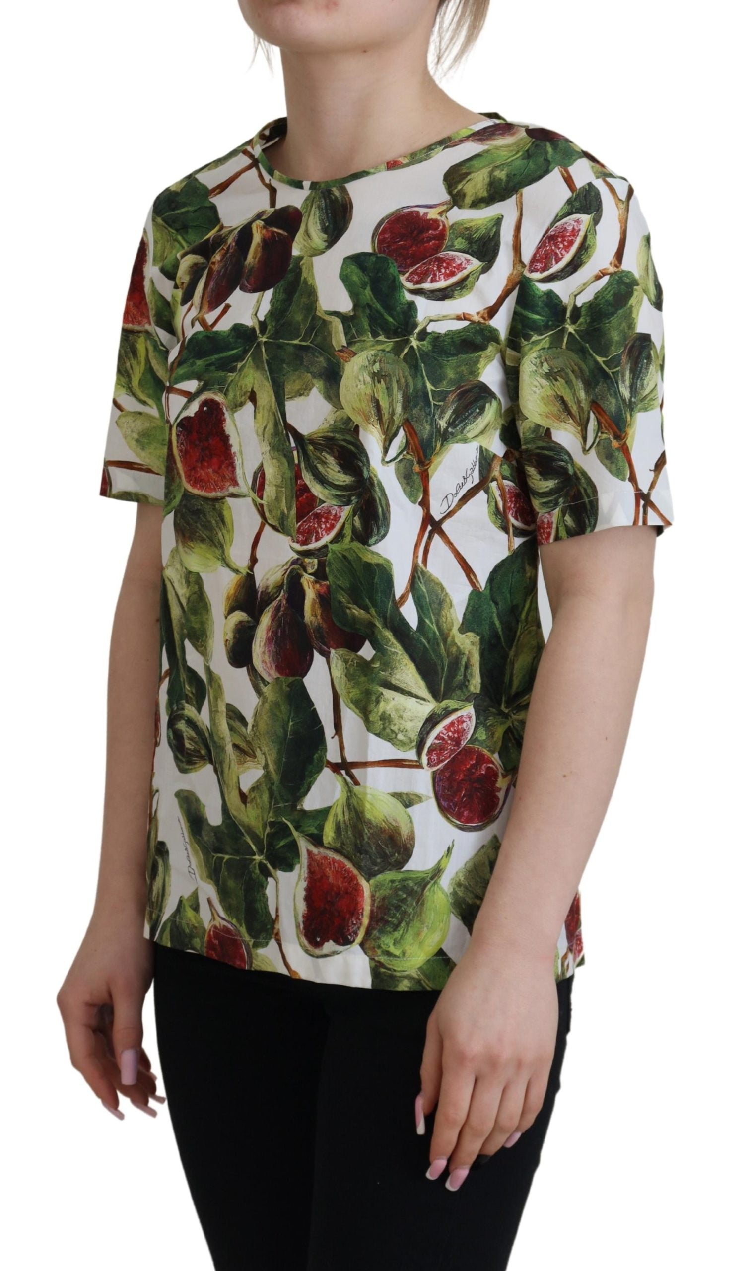 Dolce & Gabbana Crew-neck Cotton Top Blouse Fruit T-shirt