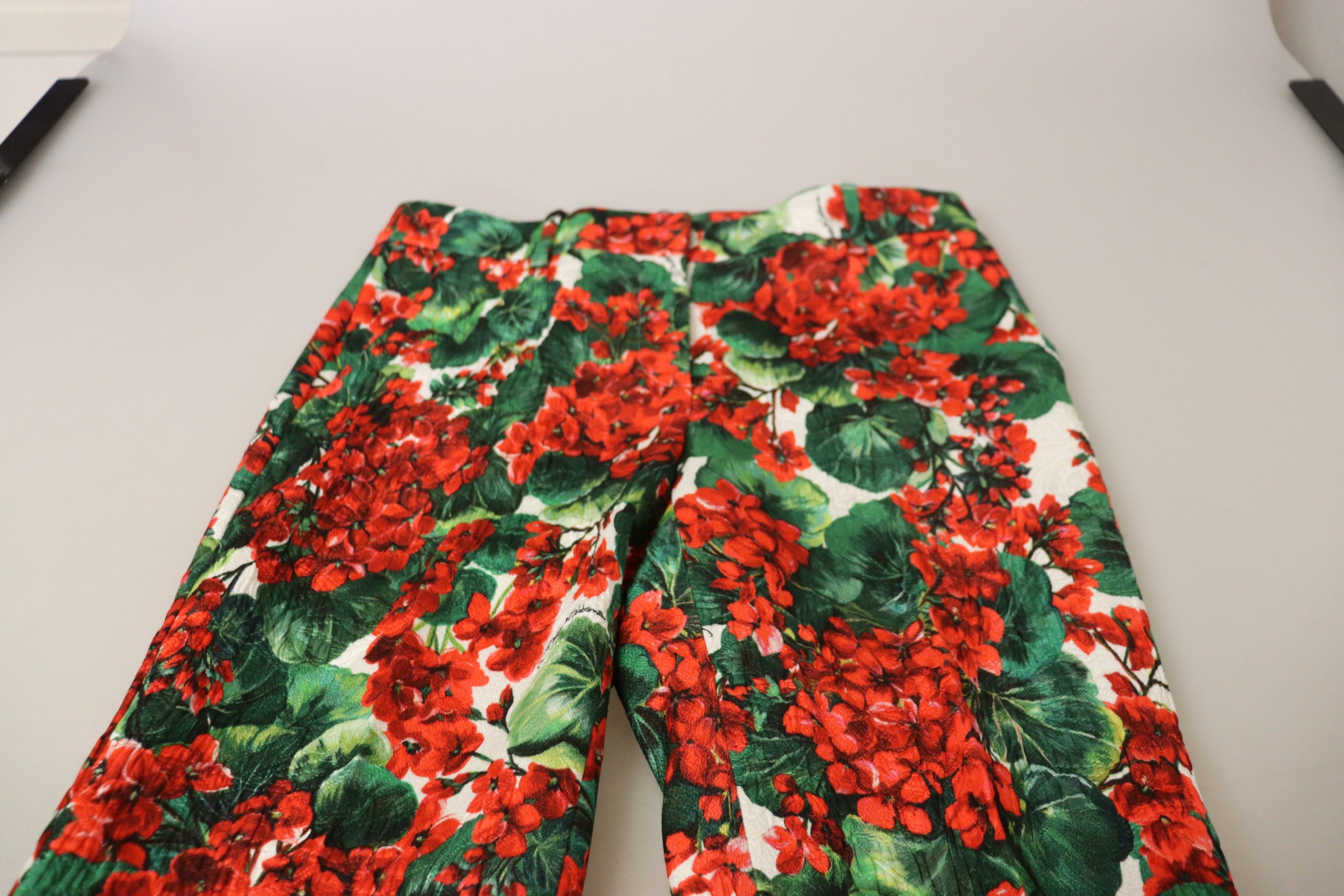 Dolce & Gabbana Multicolor Pants Floral Print Mid Waist Cropped Trouser Pant