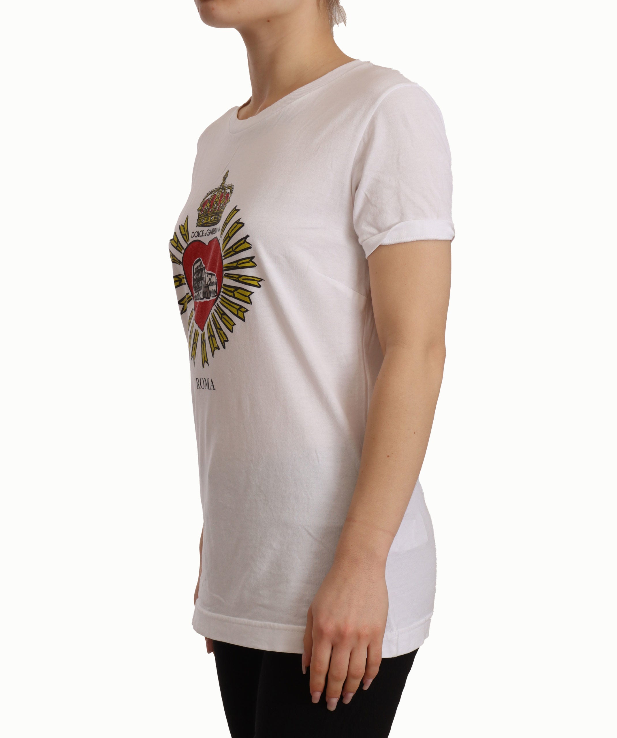 Dolce & Gabbana White Roma Print Cotton Crewneck T-shirt