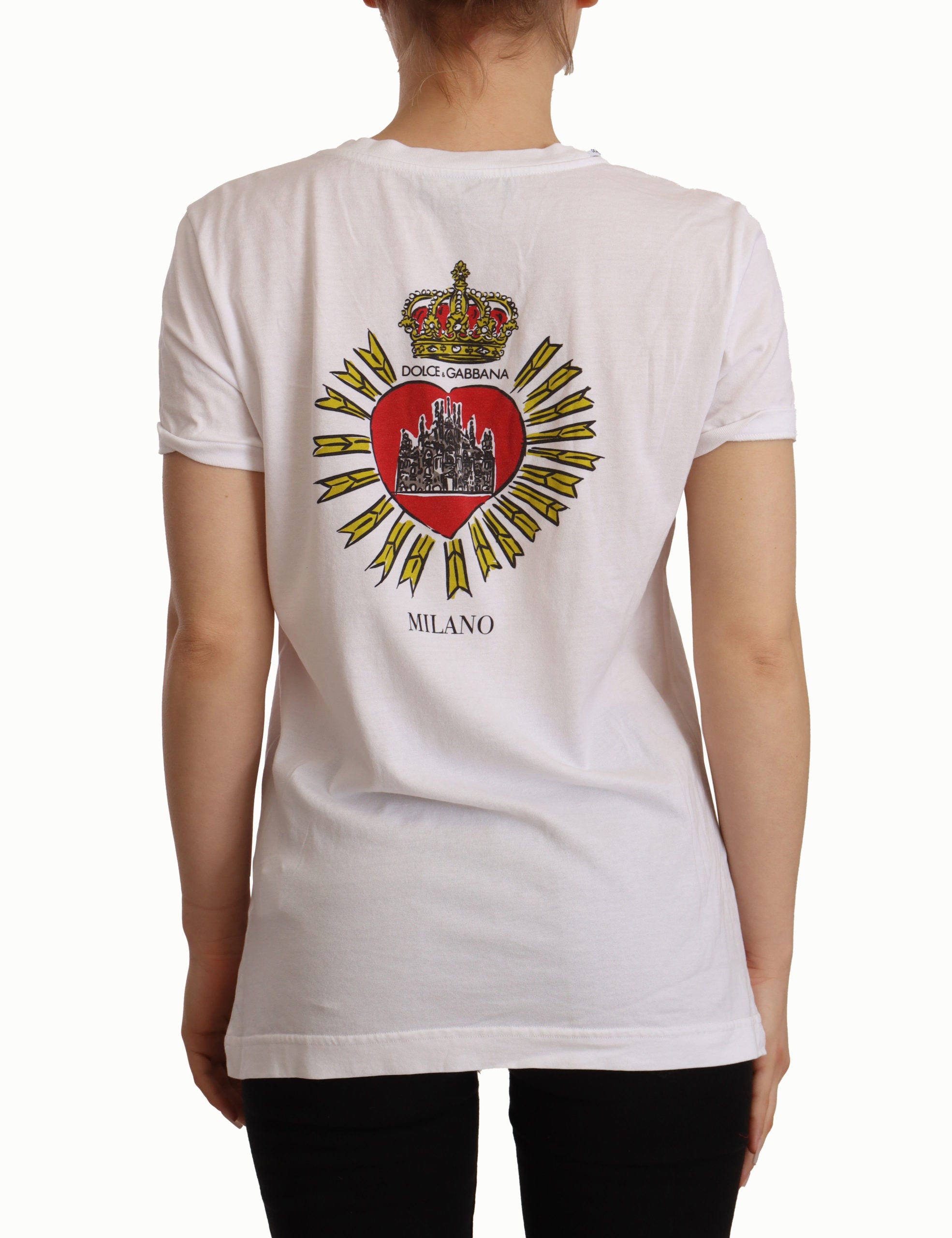 Dolce & Gabbana White Roma Print Cotton Crewneck T-shirt