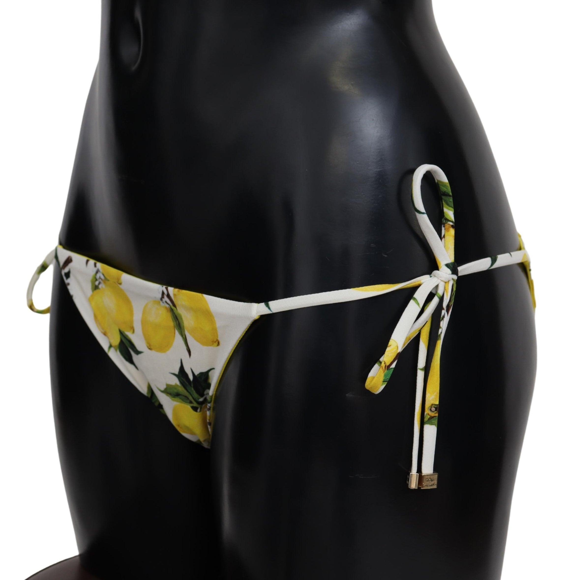 Dolce & Gabbana White Lemon Print Bottom Bikini Beachwear Swimsuit