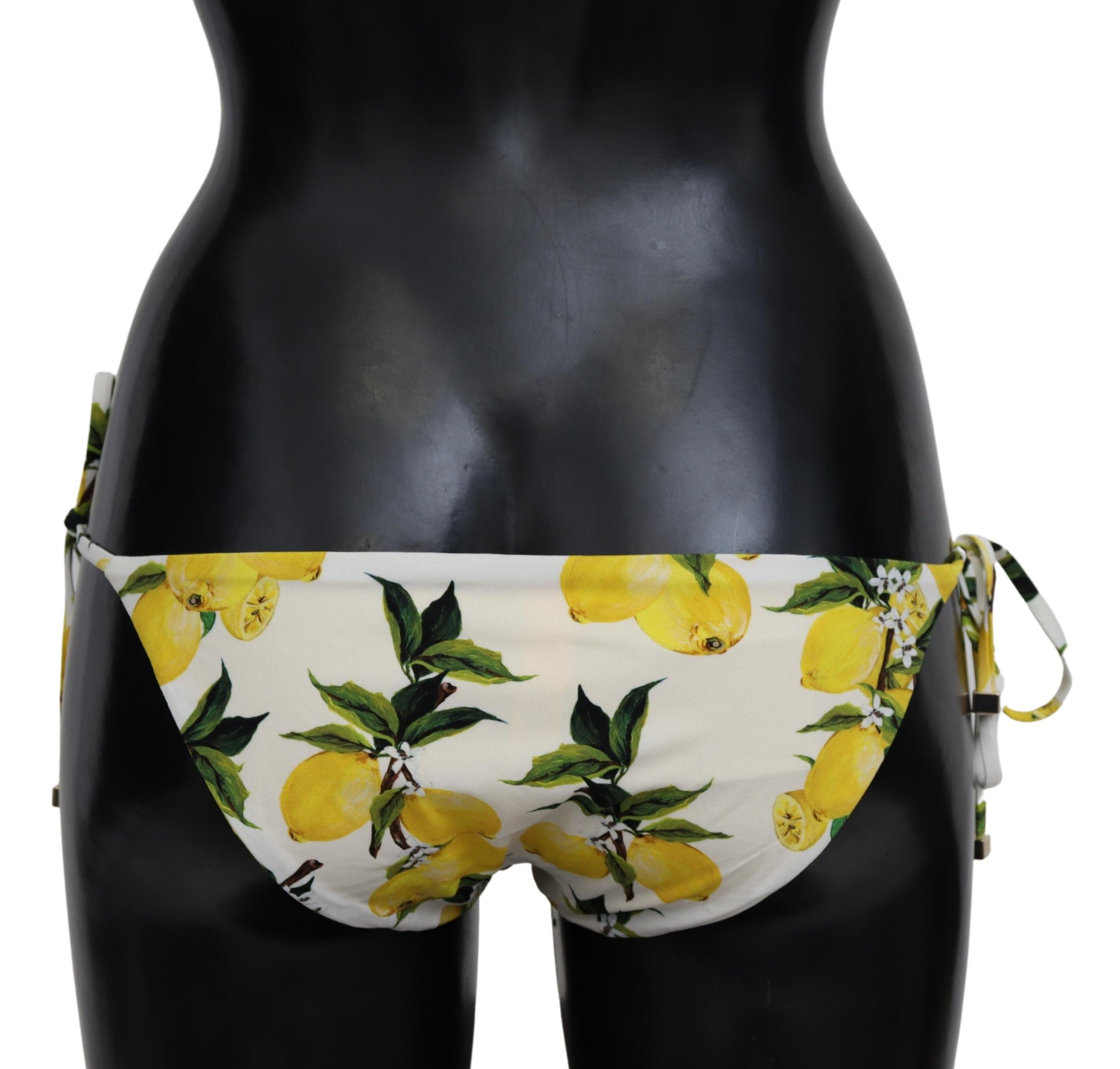 Dolce & Gabbana White Lemon Print Bottom Bikini Beachwear Swimsuit