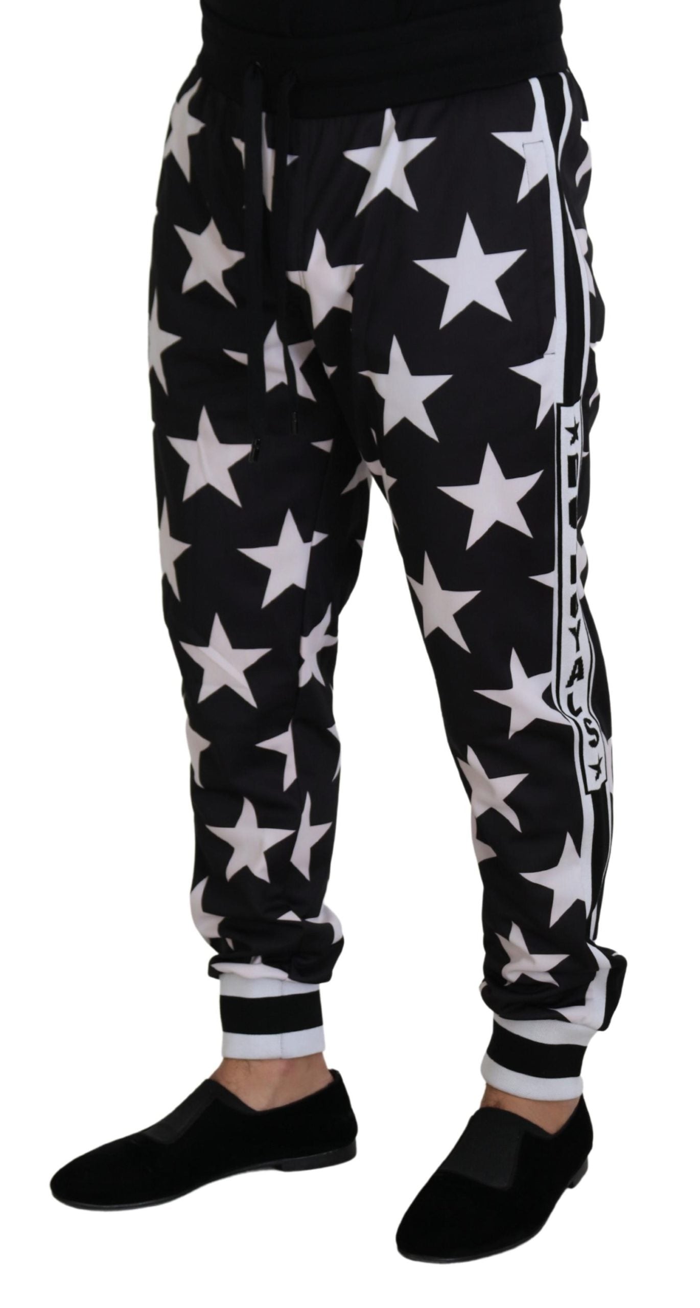 Dolce & Gabbana Black White Star Print DG Royals Pants