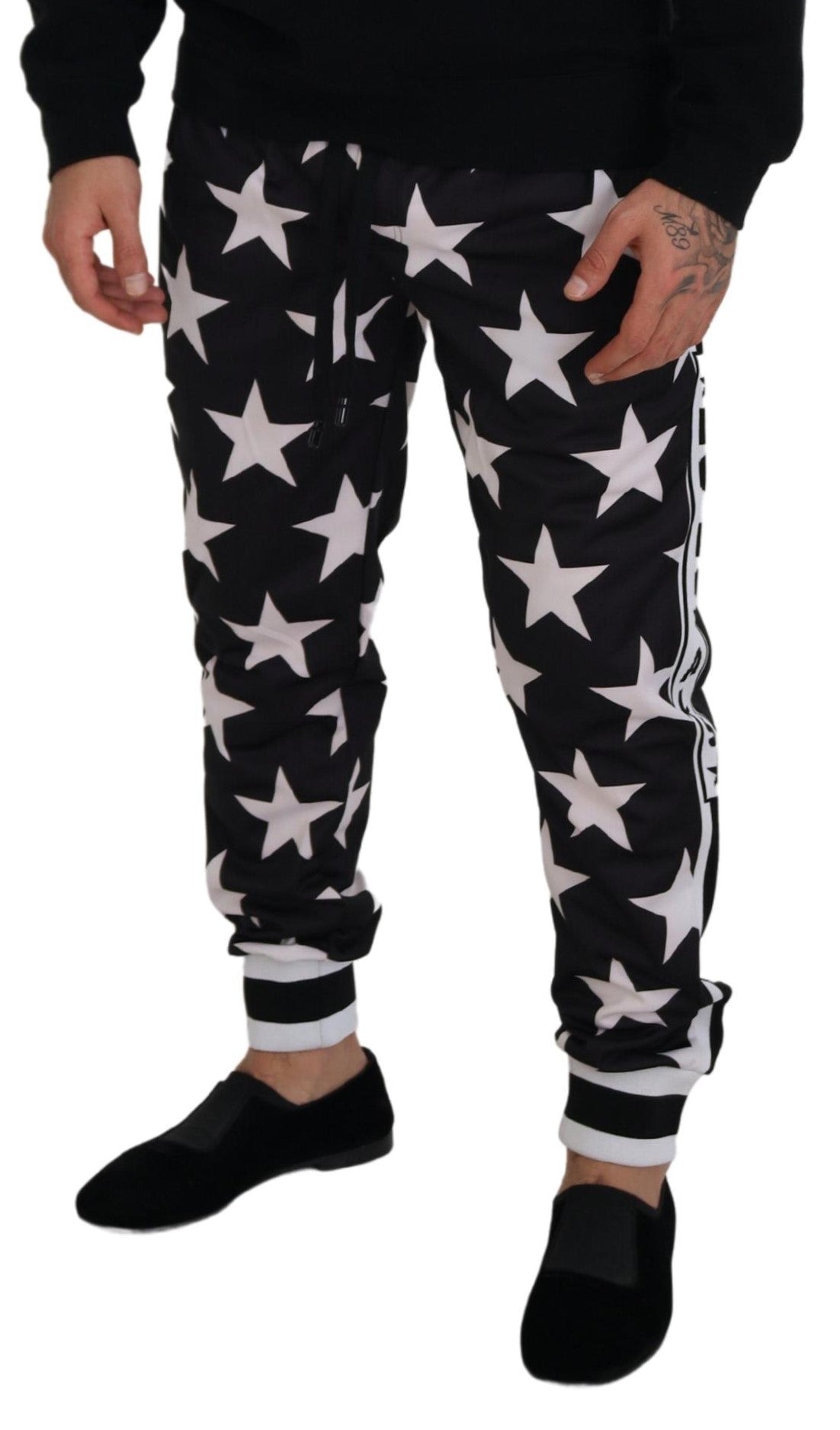 Dolce & Gabbana Black White Star Print DG Royals Pants