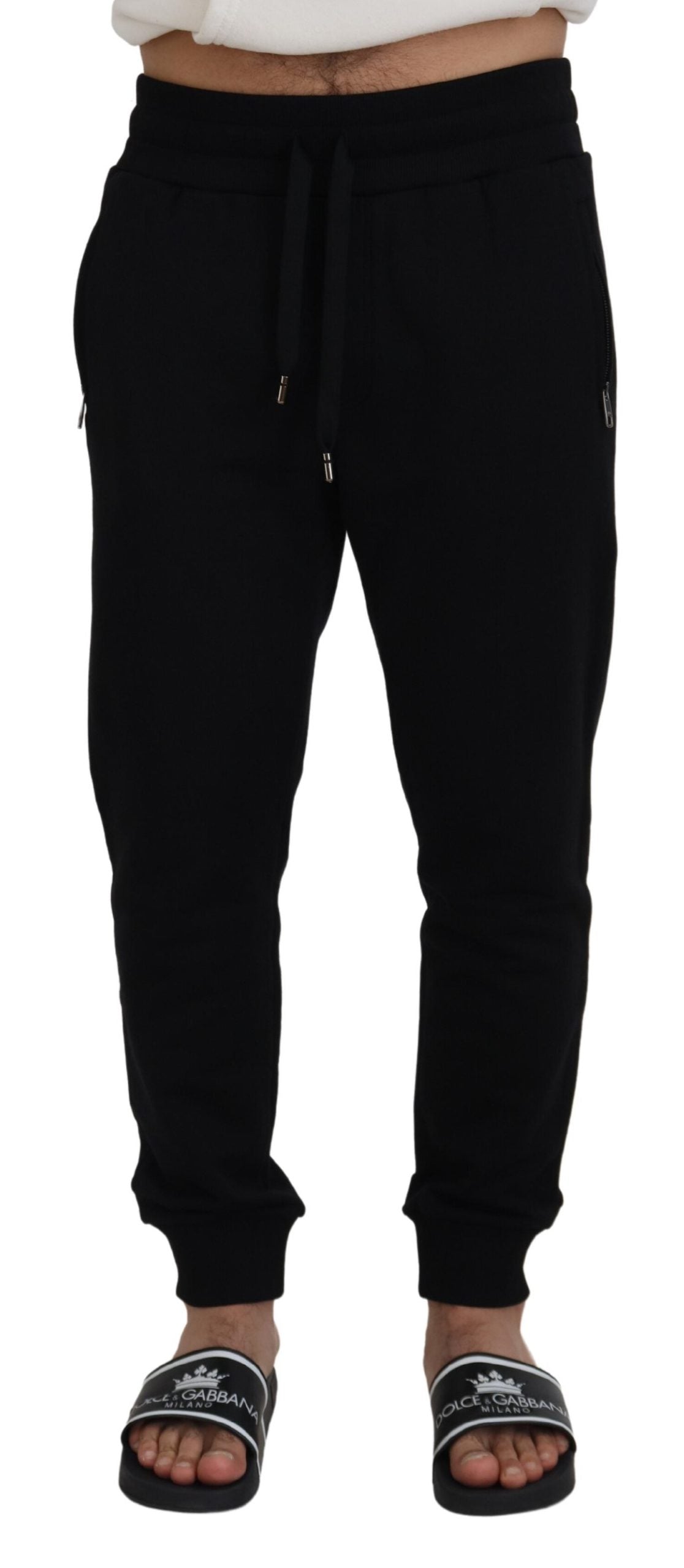 Dolce & Gabbana Black Cotton Logo Sweatpants Jogging Pants