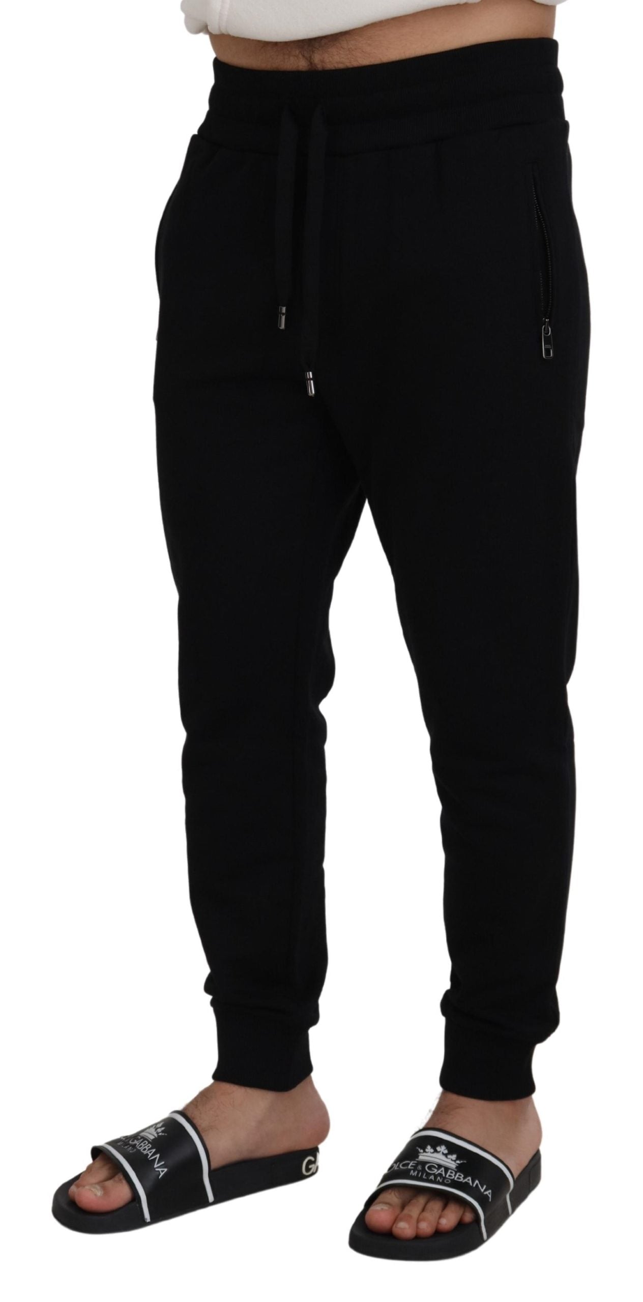 Dolce & Gabbana Black Cotton Logo Sweatpants Jogging Pants