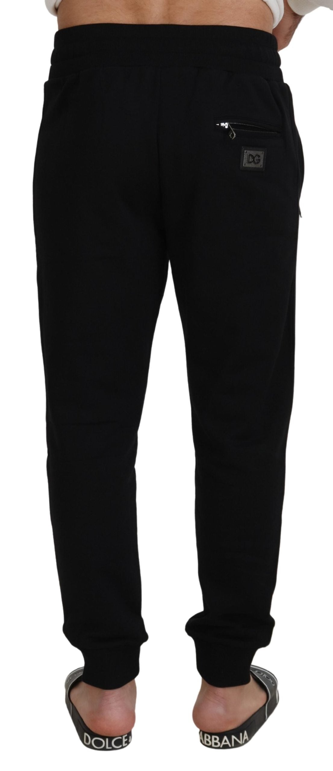 Dolce & Gabbana Black Cotton Logo Sweatpants Jogging Pants