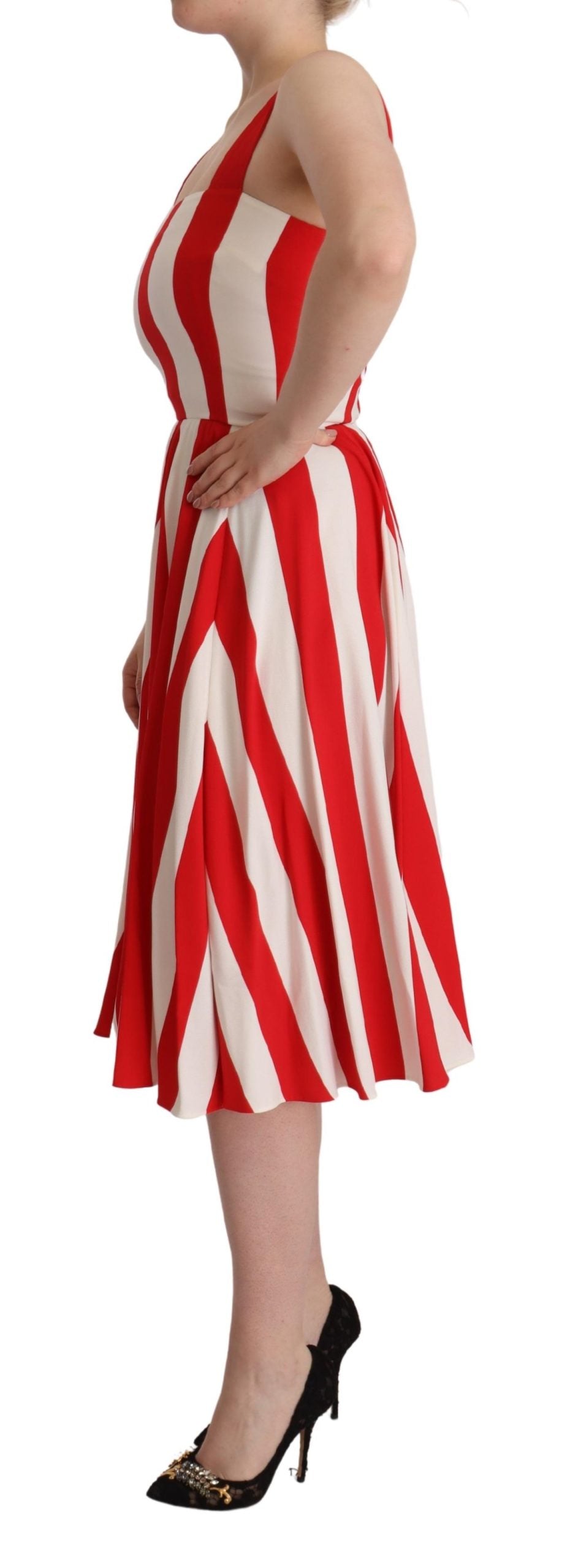 Dolce & Gabbana White Red Stretch Shift A-line Gown Dress