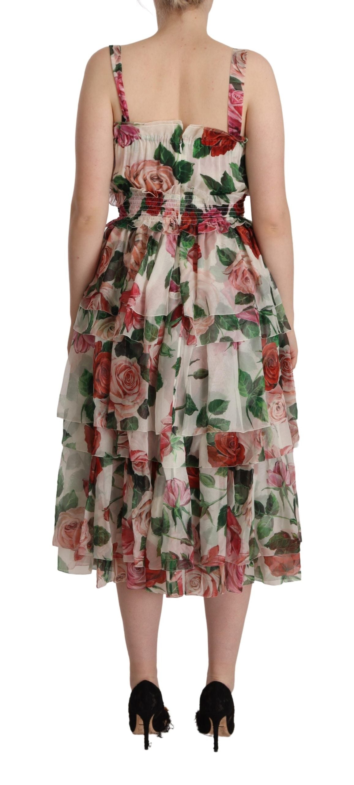 Dolce & Gabbana Multicolor Roses Floral Silk Long Maxi Dress