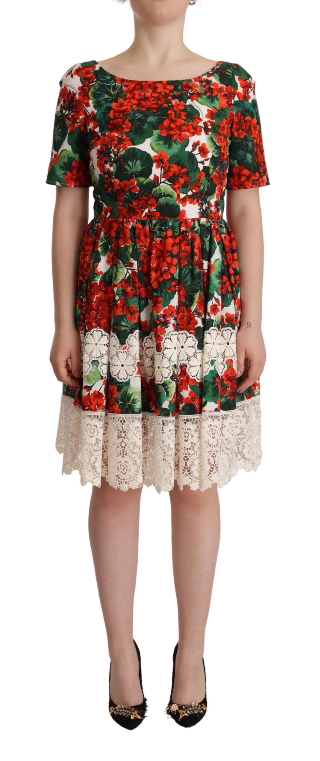 Dolce & Gabbana Multicolor Red Floral Shift A-Line Dress