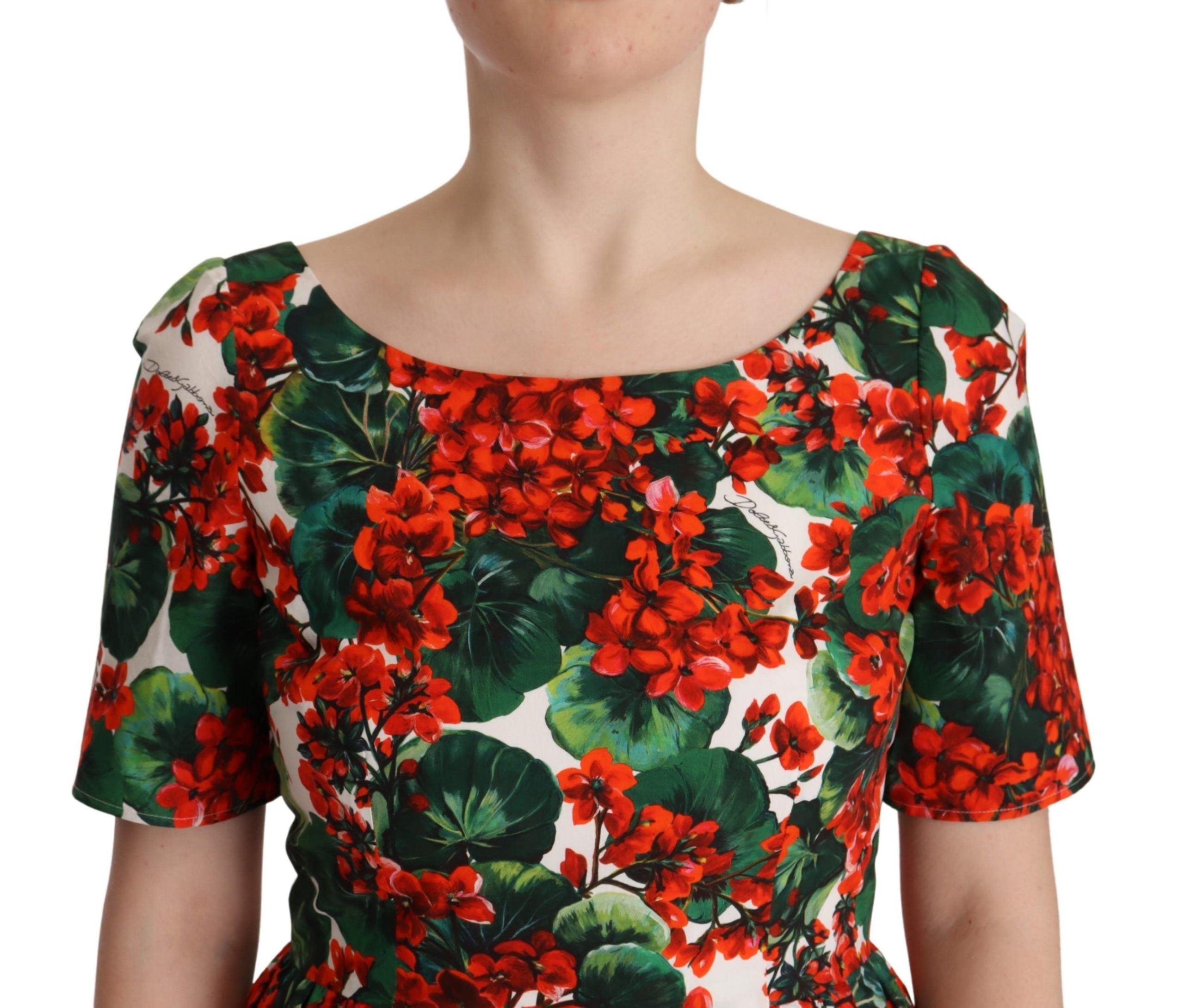 Dolce & Gabbana Multicolor Red Floral Shift A-Line Dress