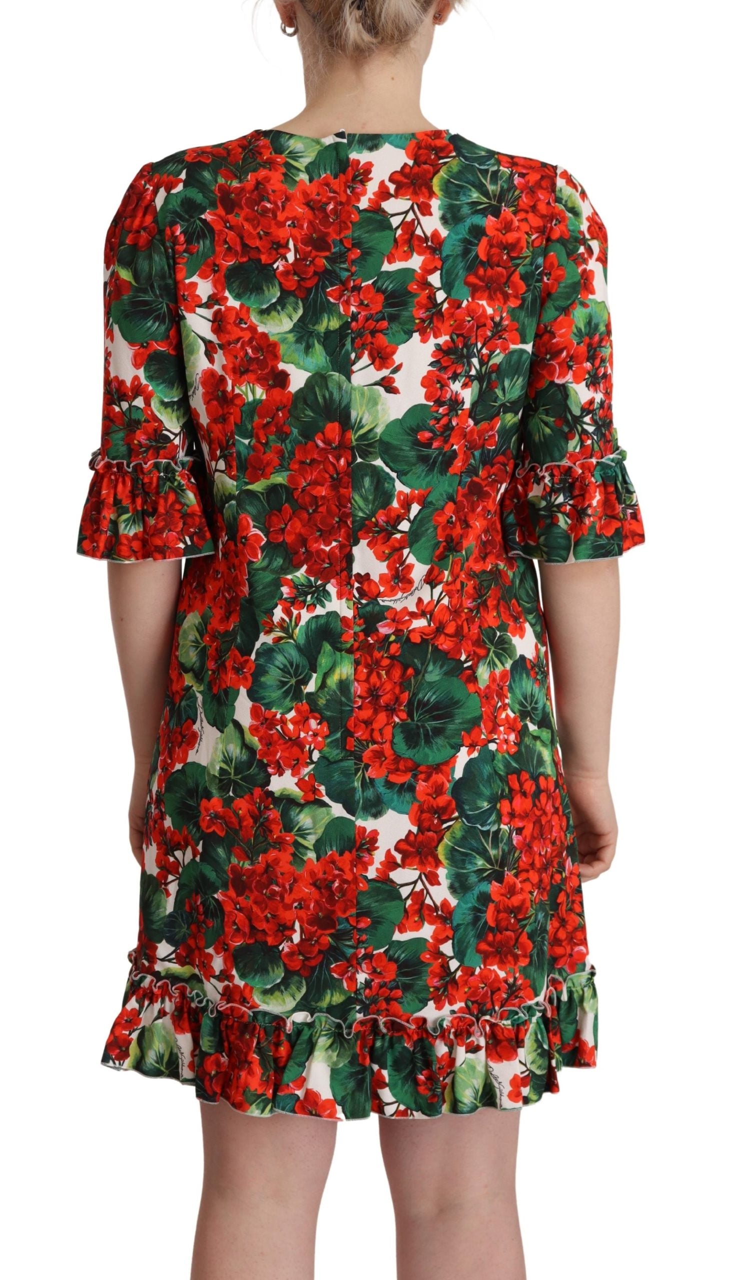 Dolce & Gabbana Multicolor Red Floral Shift Gown Dress