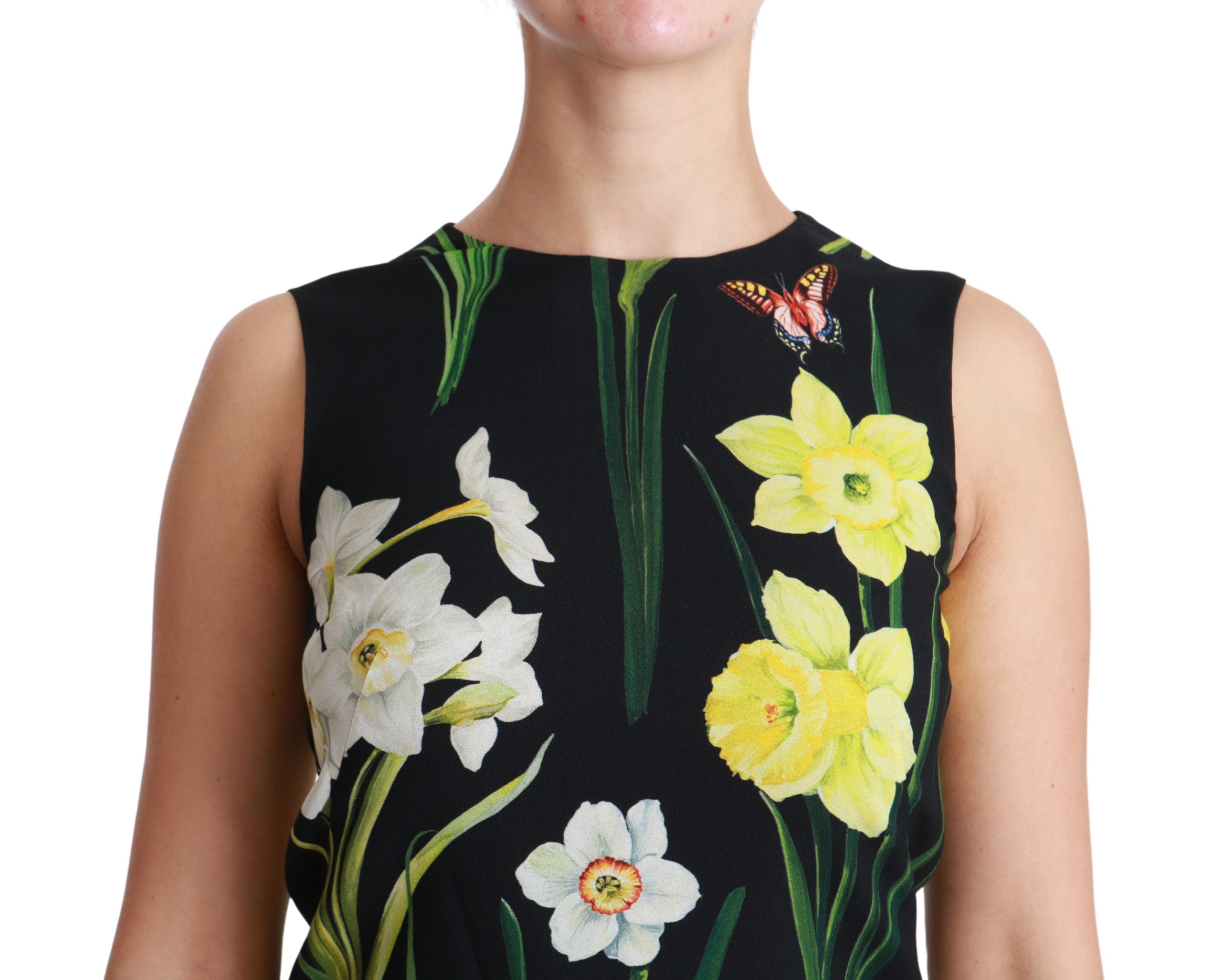 Dolce & Gabbana Black Floral Sleeveless Sheath Mini Dress