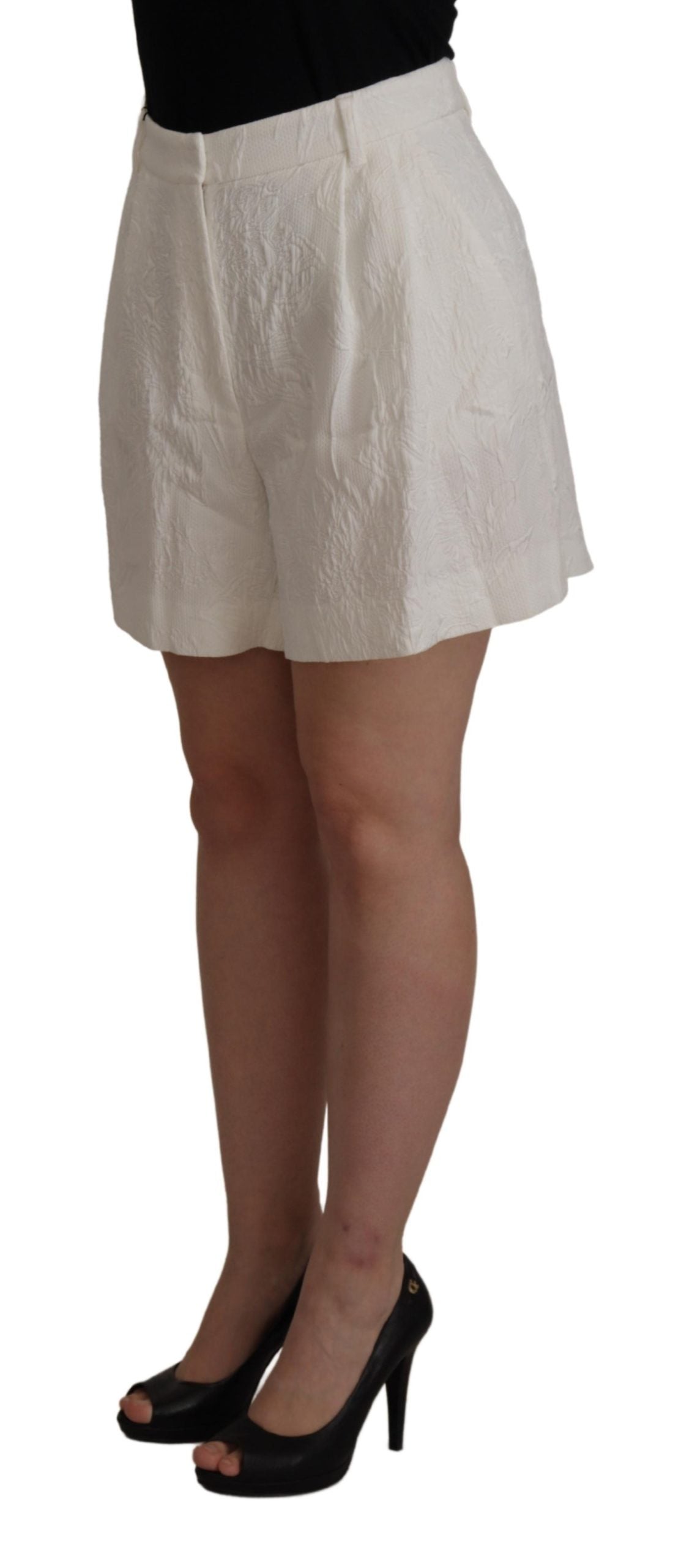 Dolce & Gabbana White High Waist Culotte Cotton Shorts