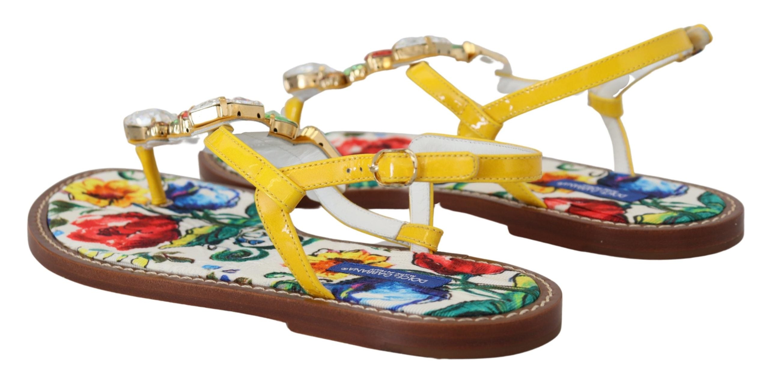 Dolce & Gabbana Multicolor Majolica Crystal Sandals Flip Flop Shoes