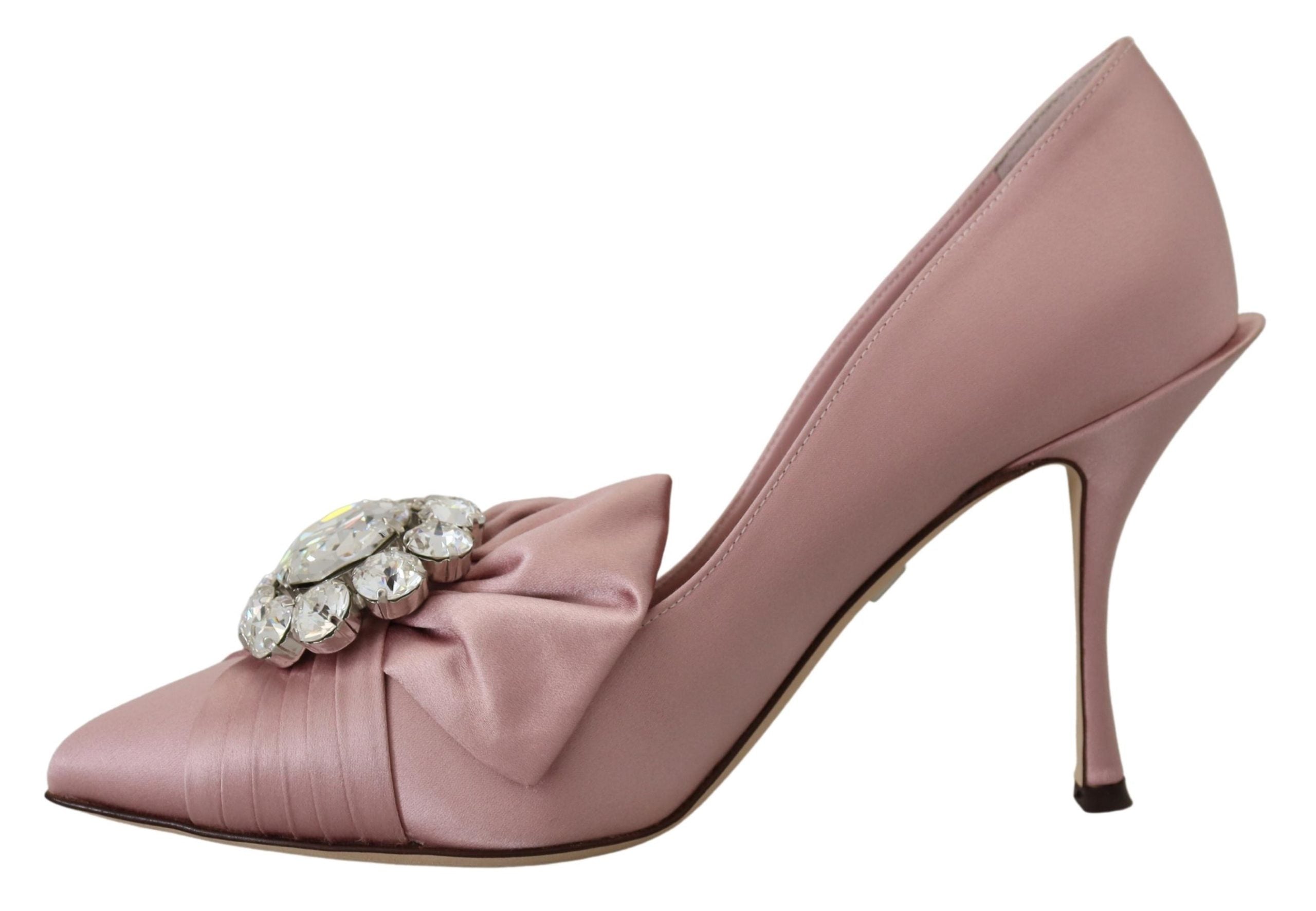 Dolce & Gabbana Pink Silk Clear Crystal Pumps Classic Shoes