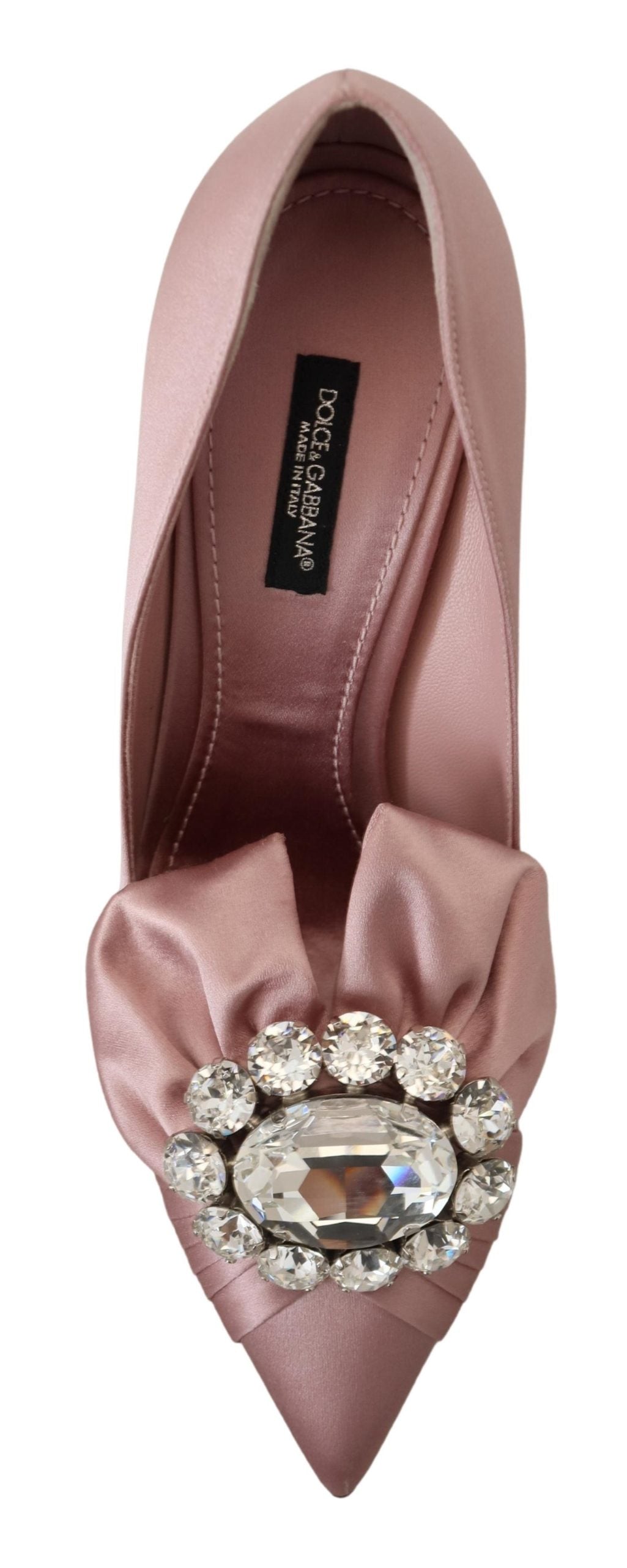 Dolce & Gabbana Pink Silk Clear Crystal Pumps Classic Shoes