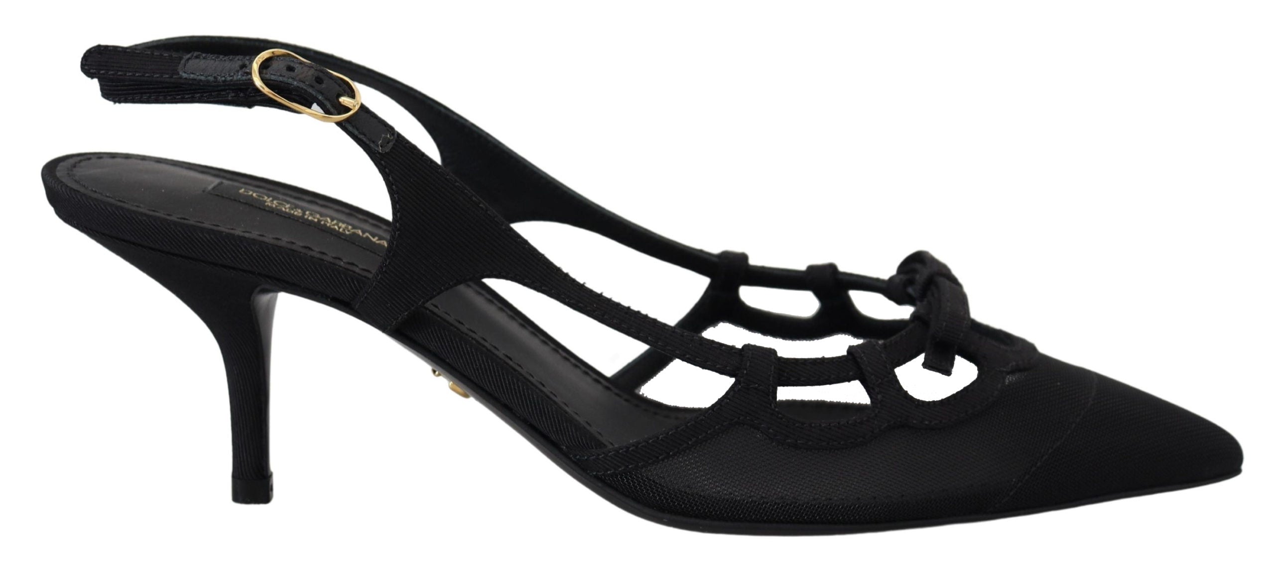 Dolce & Gabbana Black Heels Slingbacks Heels Mesh Shoes