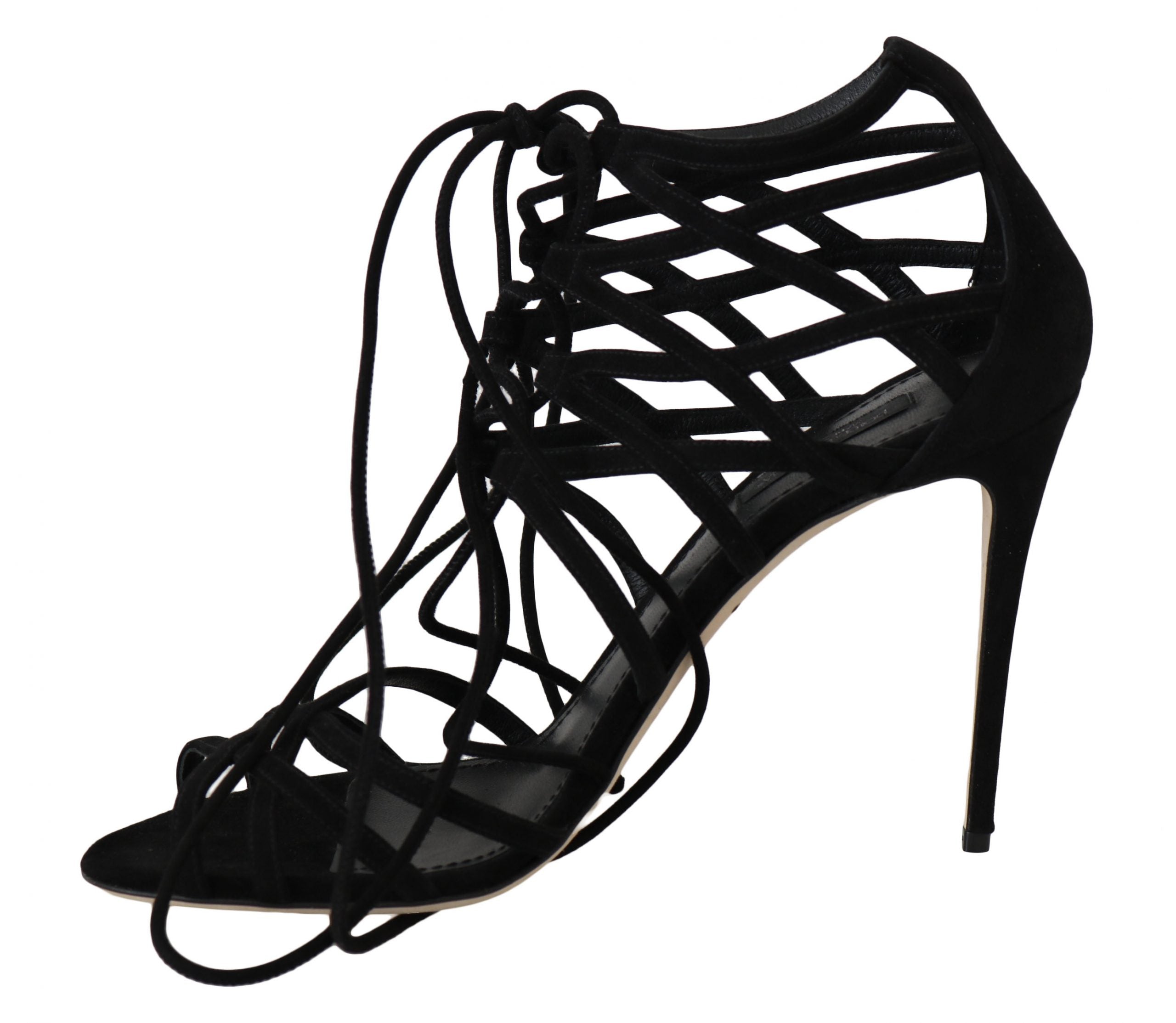 Dolce & Gabbana Black Suede Strap Stilettos Sandals