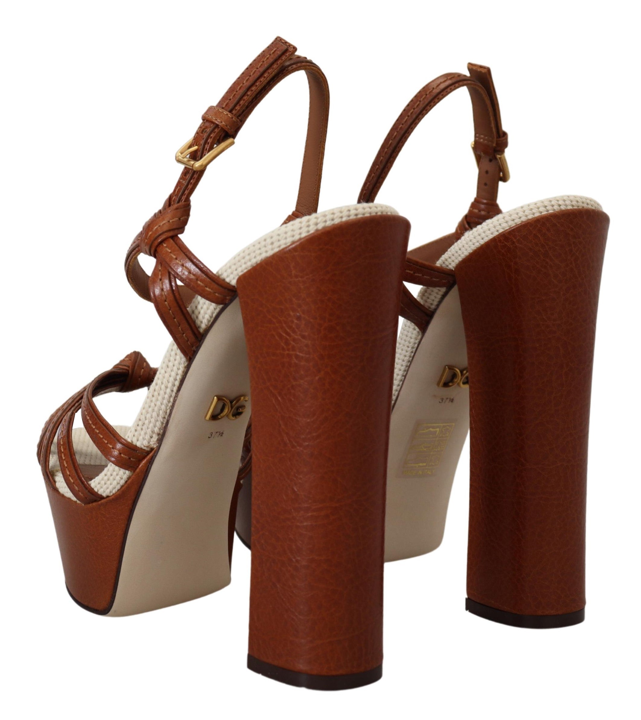 Dolce & Gabbana Brown Platform Leather Sandals Shoes