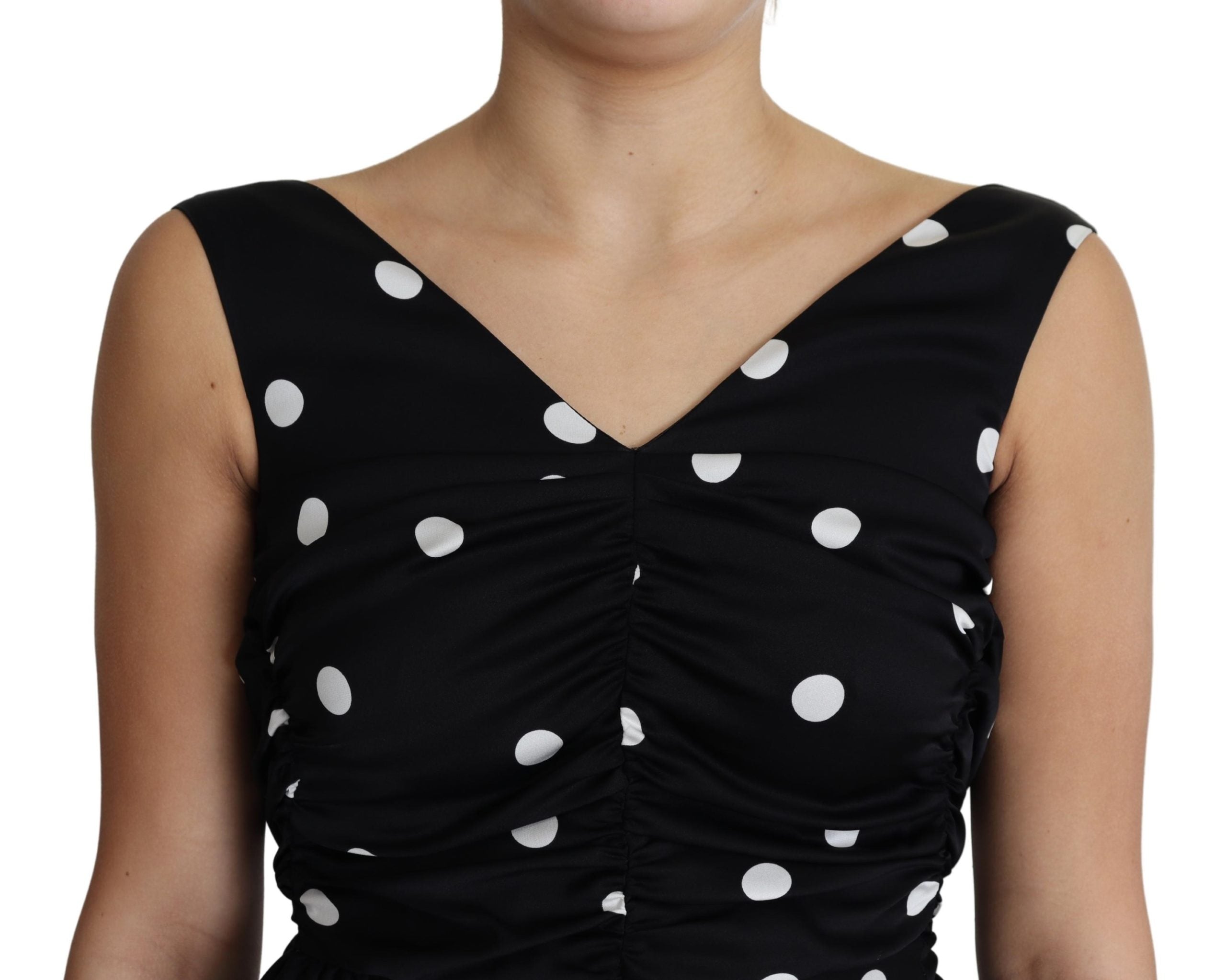 Dolce & Gabbana Black Polka Dots Charmeuse Ruffle Mini Dress