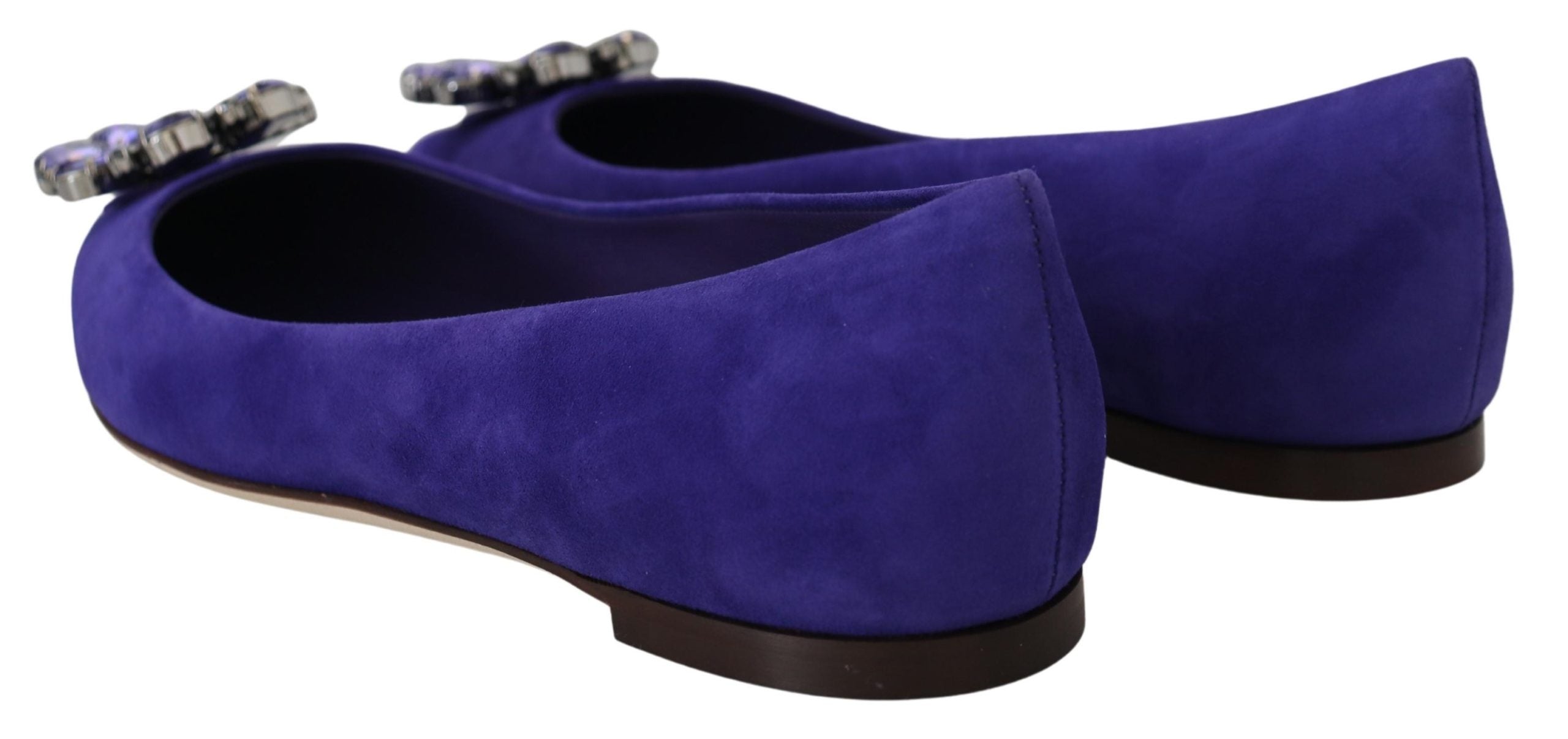 Dolce & Gabbana Purple Suede Crystals Loafers Flats Shoes