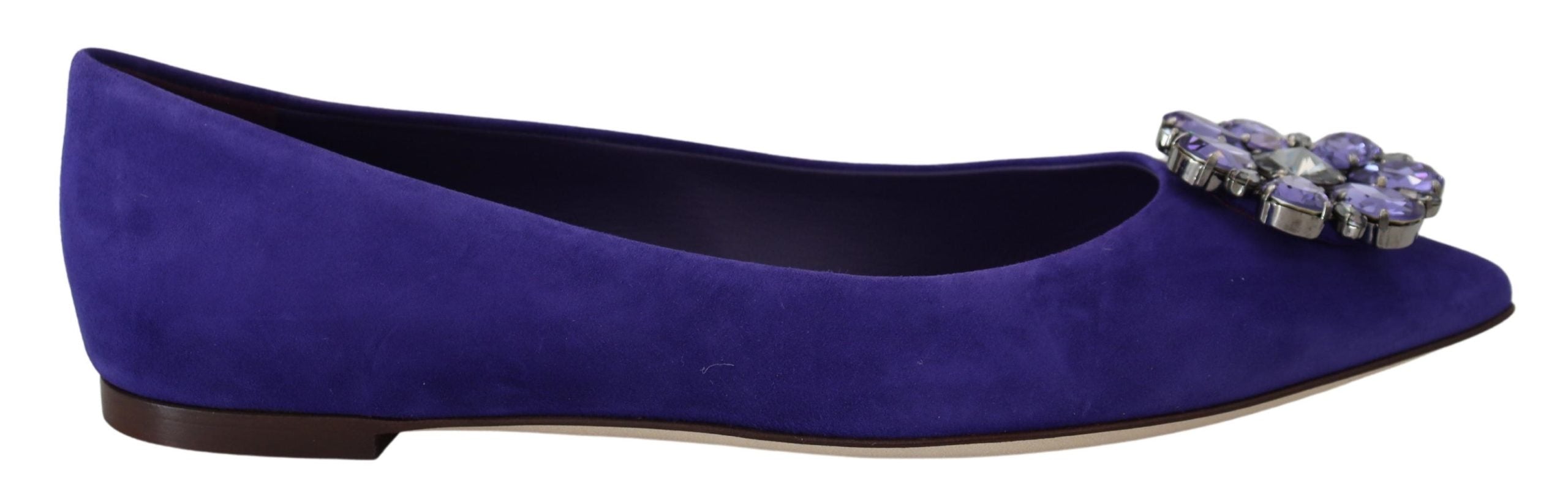 Dolce & Gabbana Purple Suede Crystals Loafers Flats Shoes