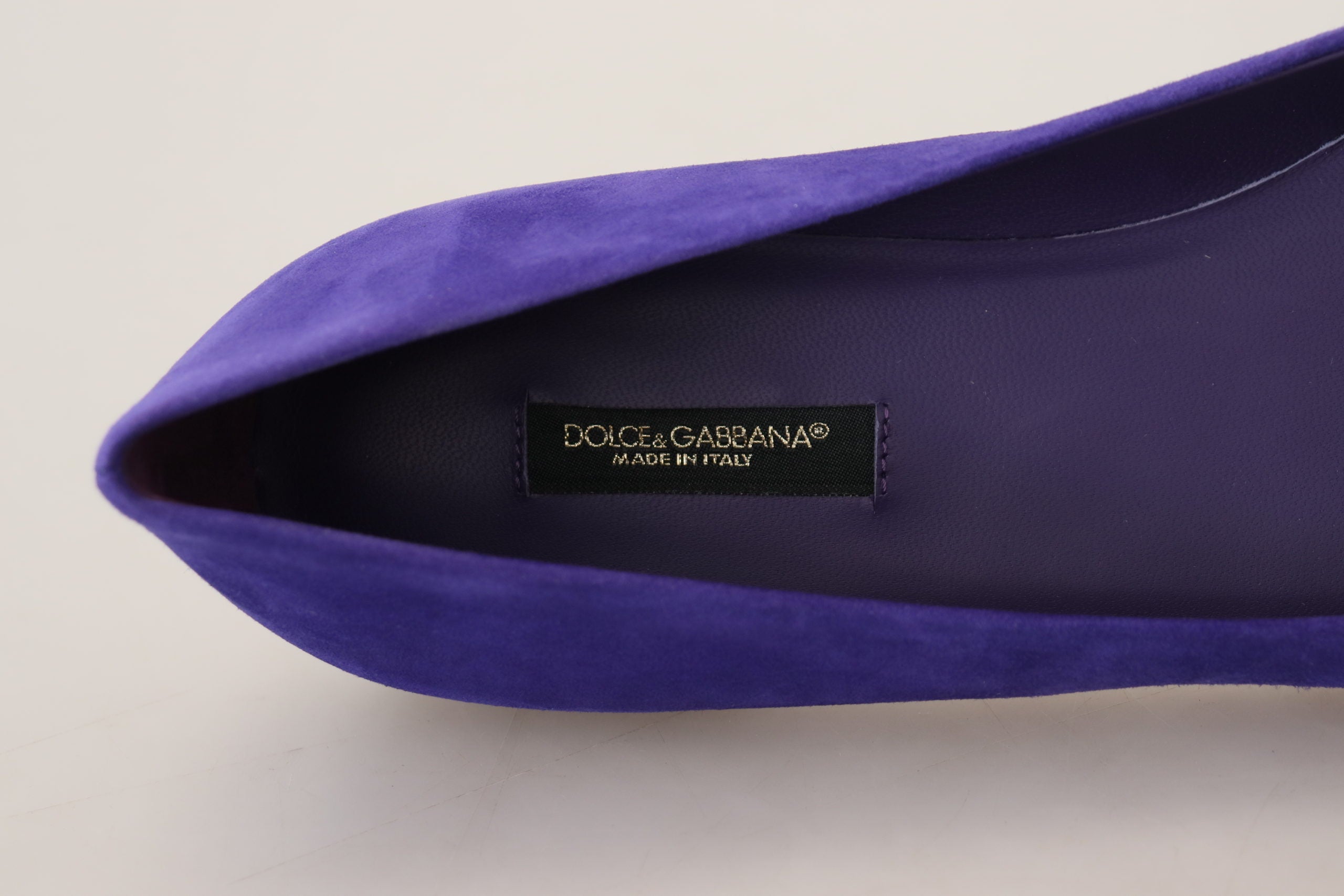 Dolce & Gabbana Purple Suede Crystals Loafers Flats Shoes