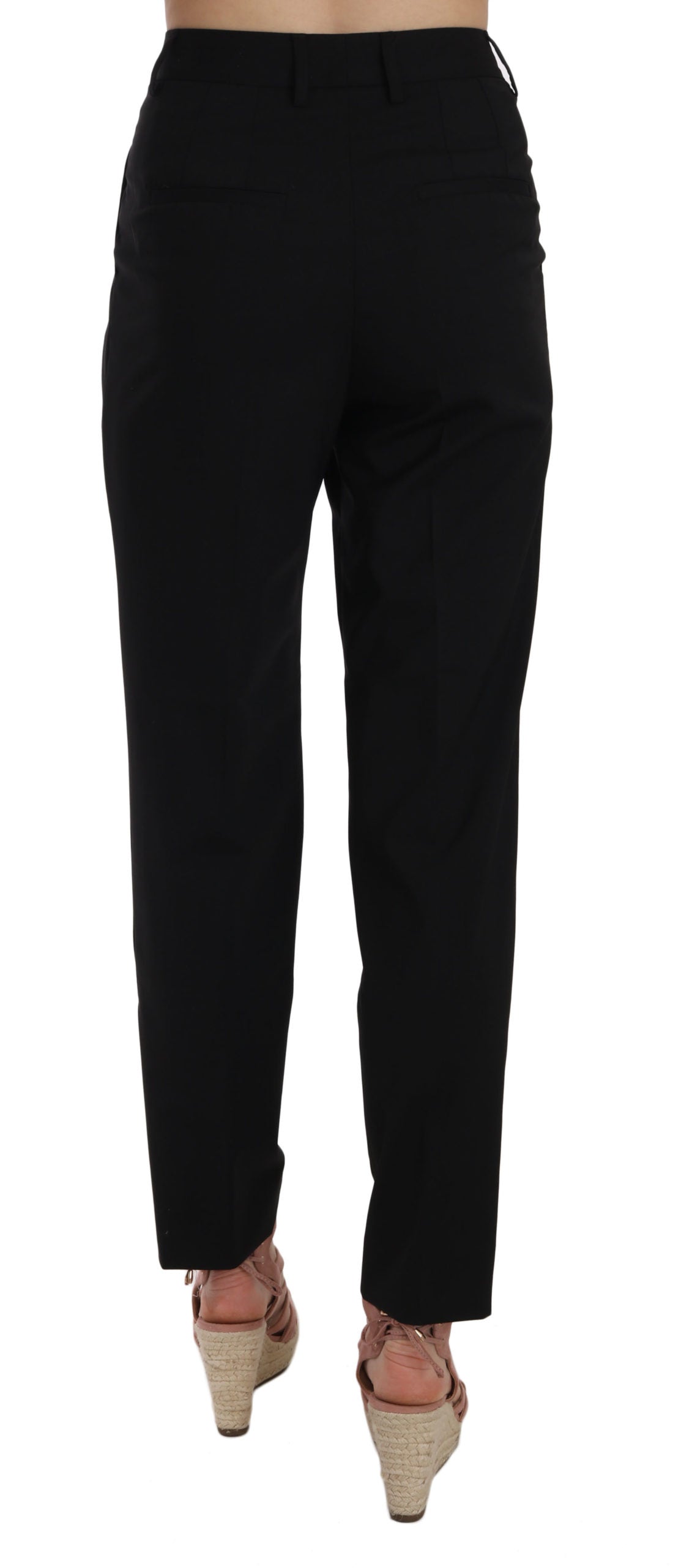 Dolce & Gabbana Black Button Pleated Tapered Trouser Pants