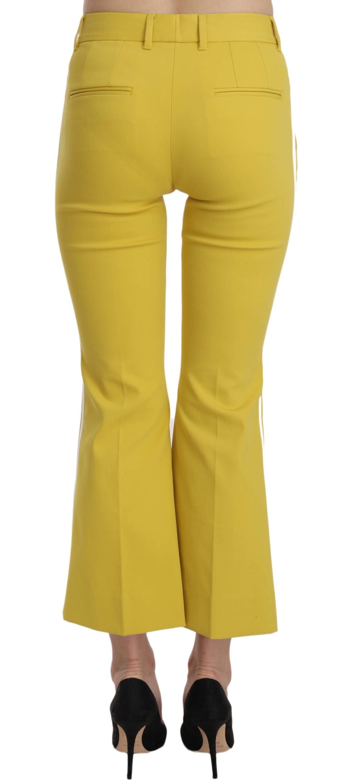 Dolce & Gabbana Yellow Flared Bootcut Capri Cotton Pants