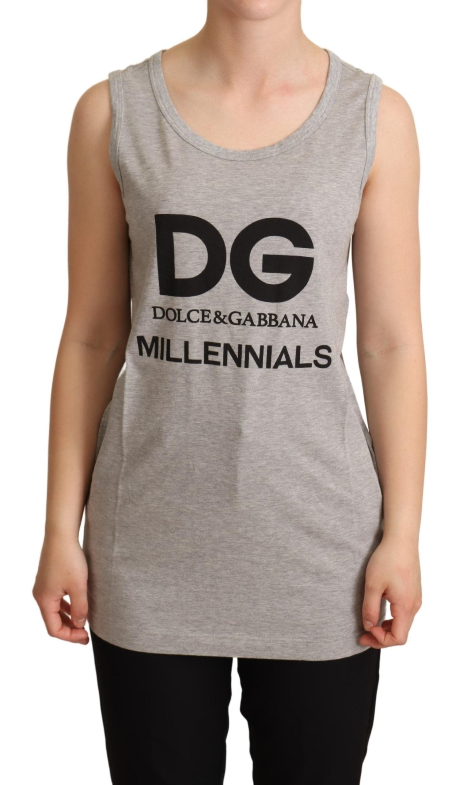 Dolce & Gabbana Gray Cotton MILLENNIALS Tank Top T-shirt