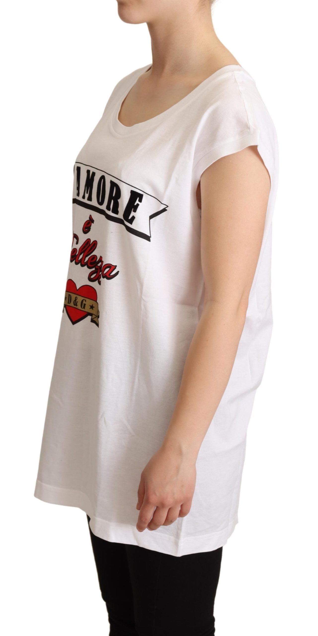 Dolce & Gabbana White L'AMORE Cotton Tank Top T-shirt